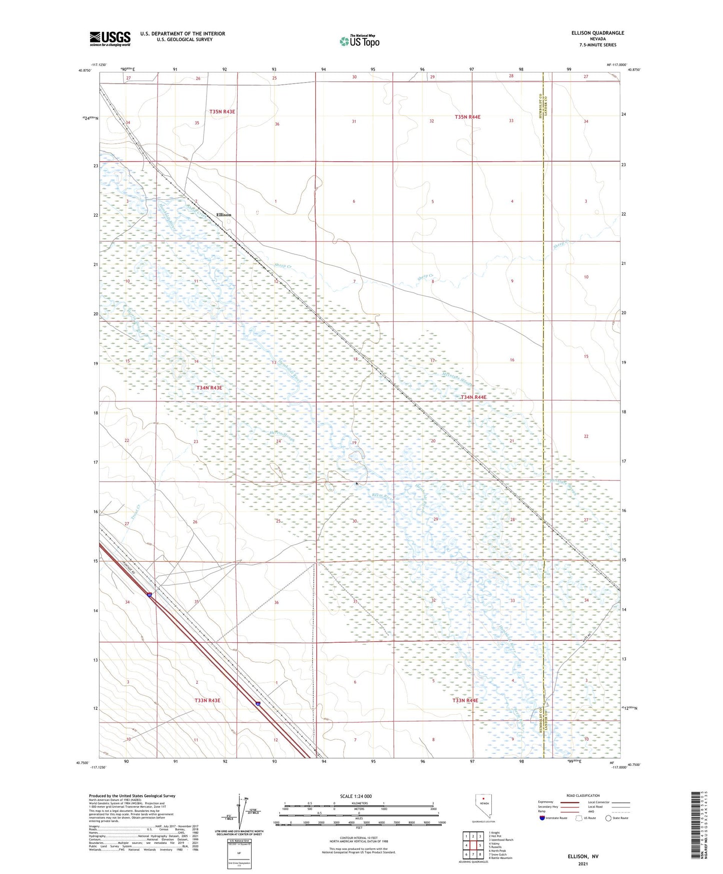 Ellison Nevada US Topo Map Image