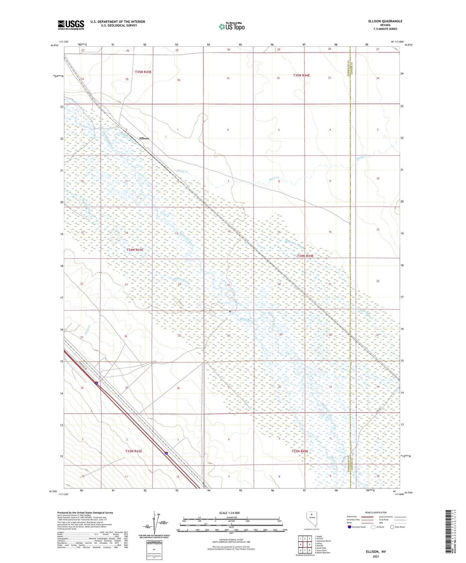 Ellison Nevada US Topo Map Image