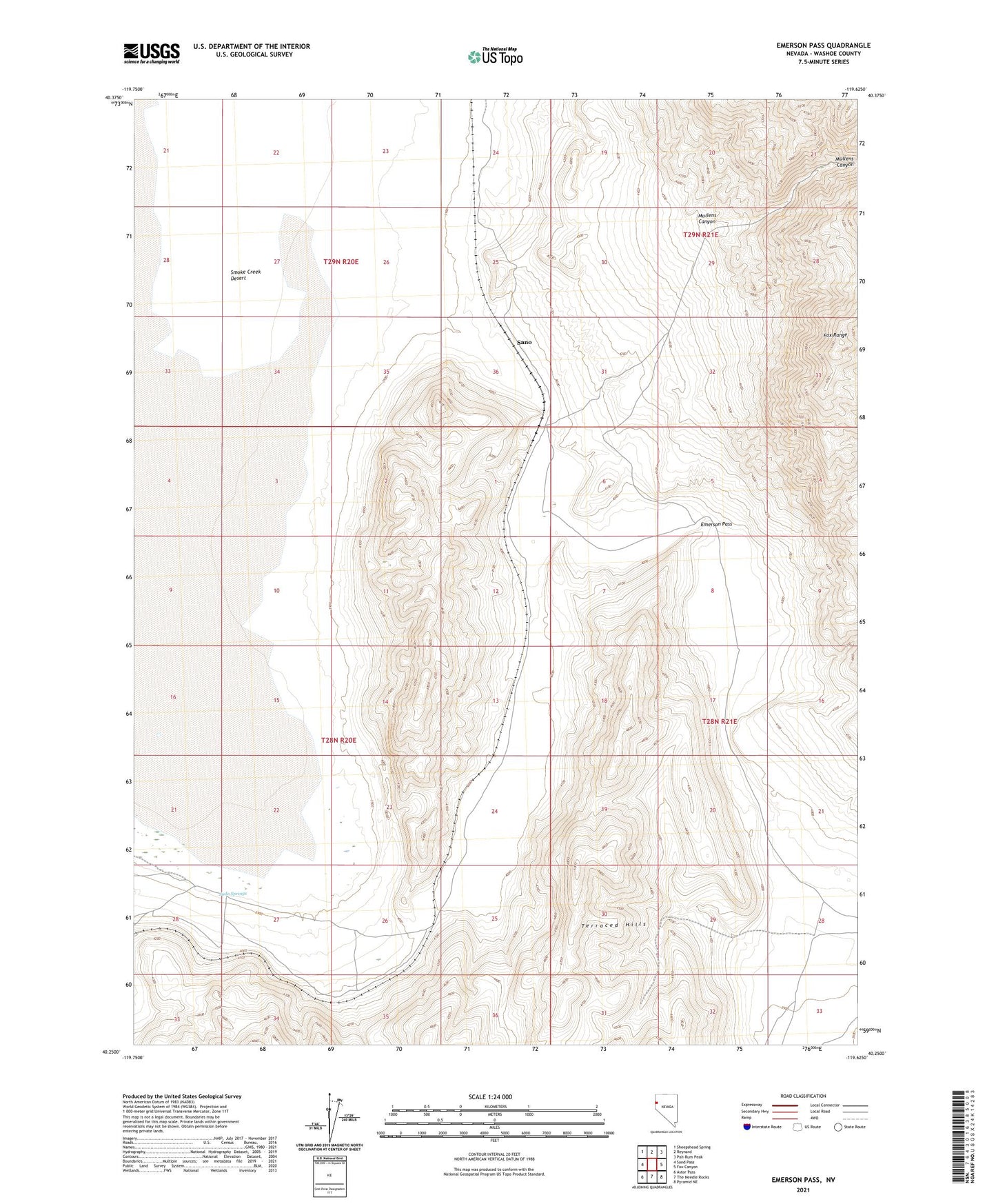Emerson Pass Nevada US Topo Map Image
