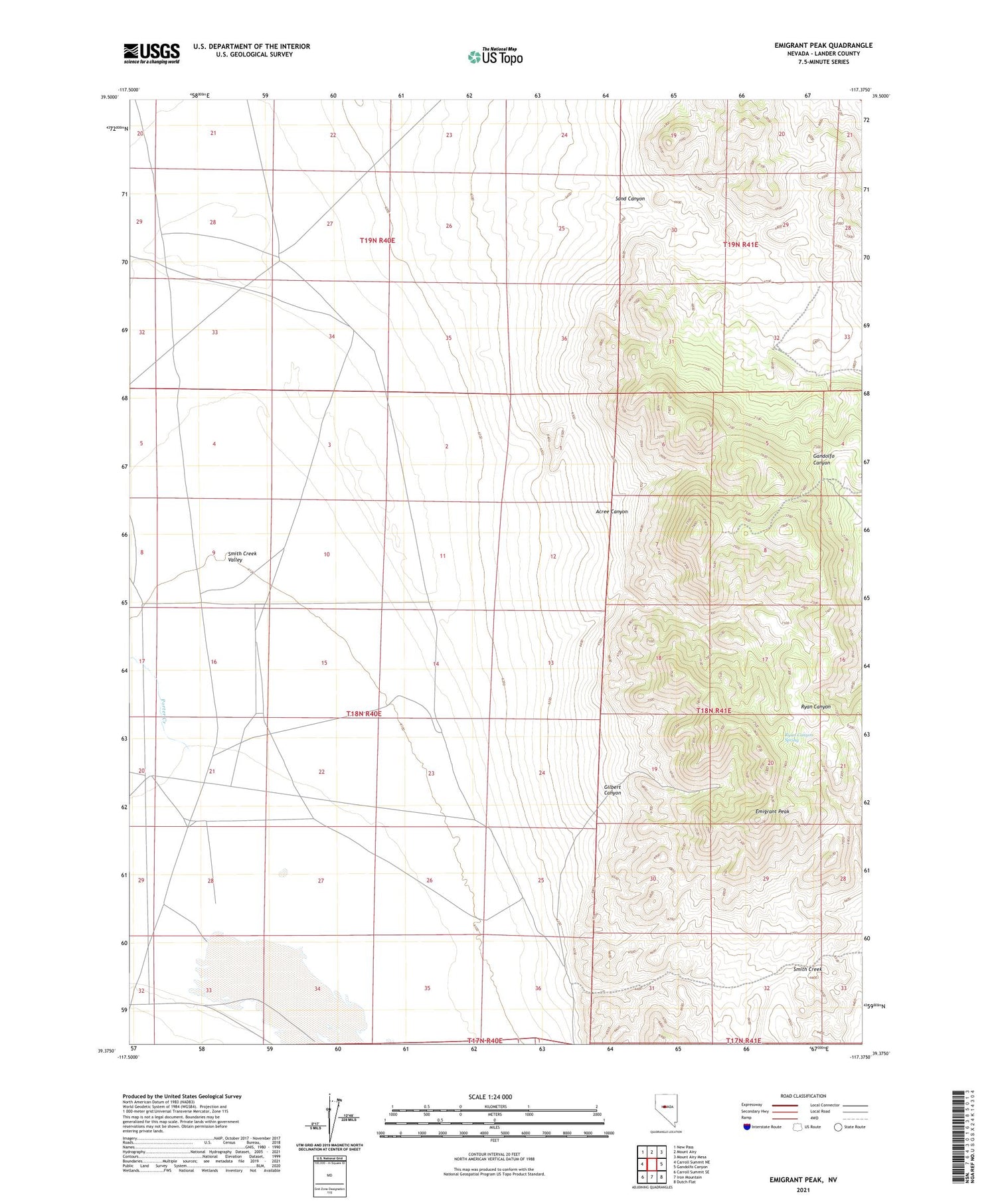 Emigrant Peak Nevada US Topo Map Image