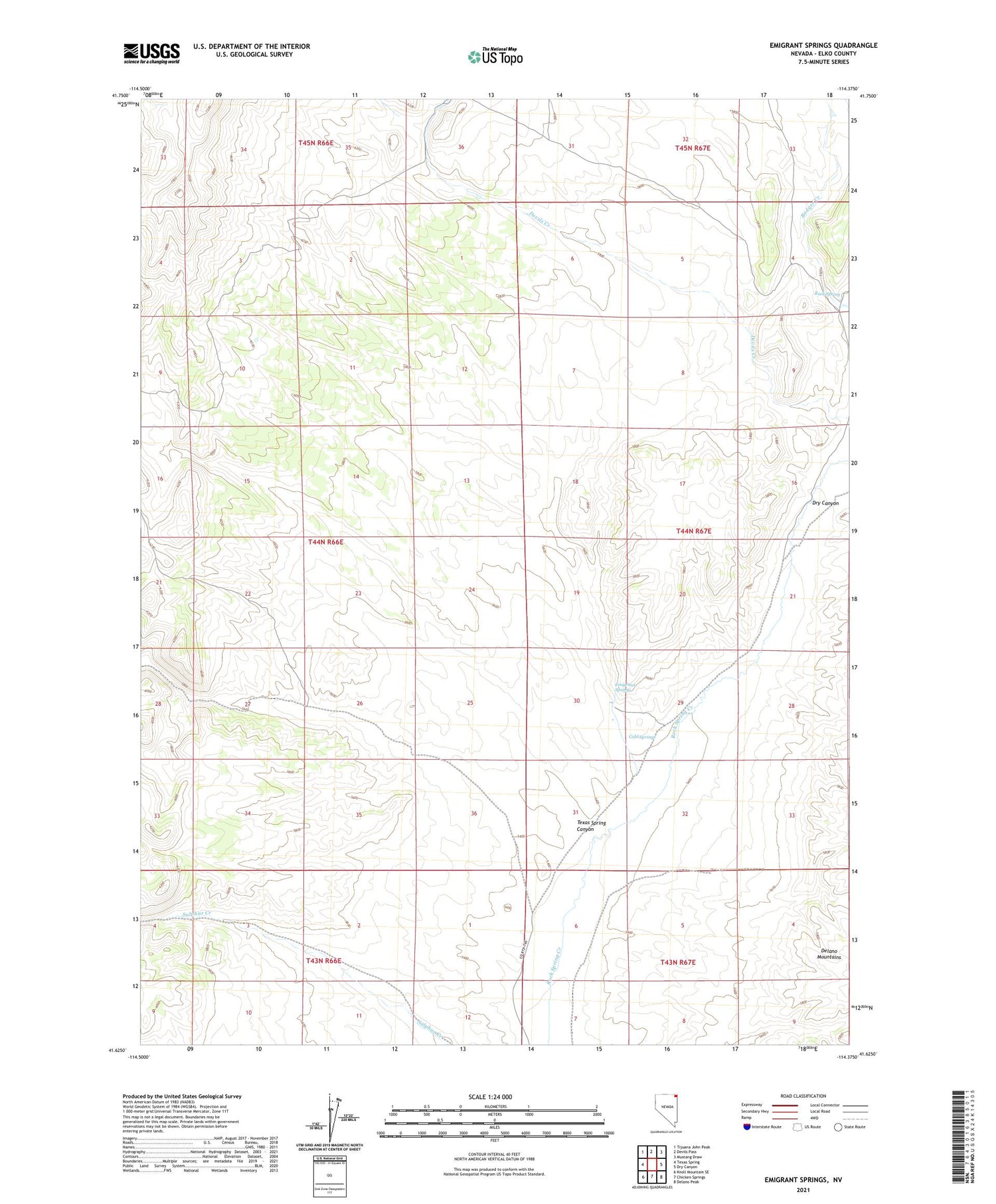 Emigrant Springs Nevada US Topo Map Image