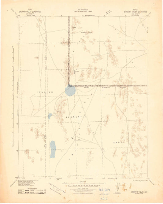 Historic 1942 Emigrant Valley Nevada 30'x30' Topo Map Image