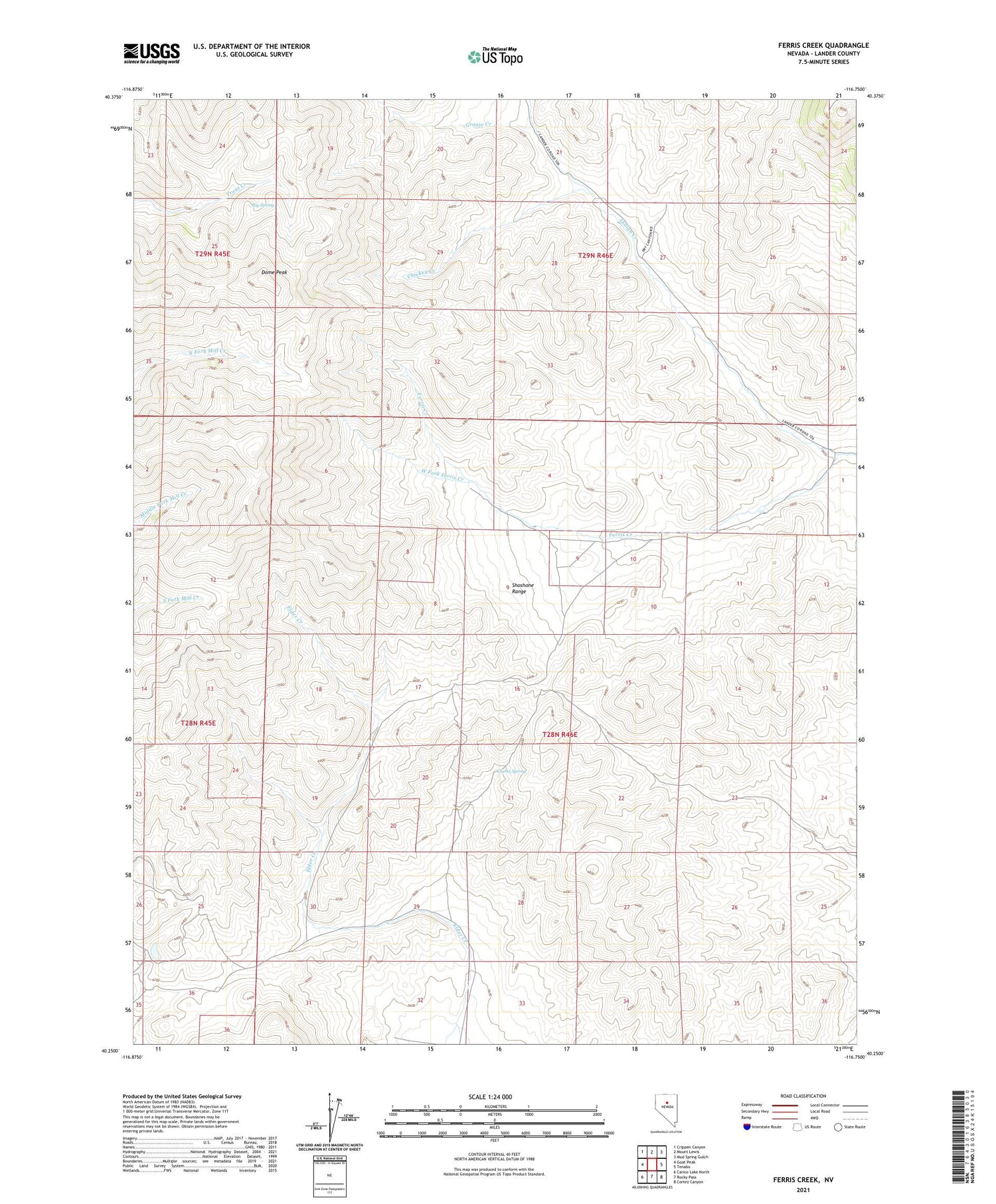 Ferris Creek Nevada US Topo Map Image