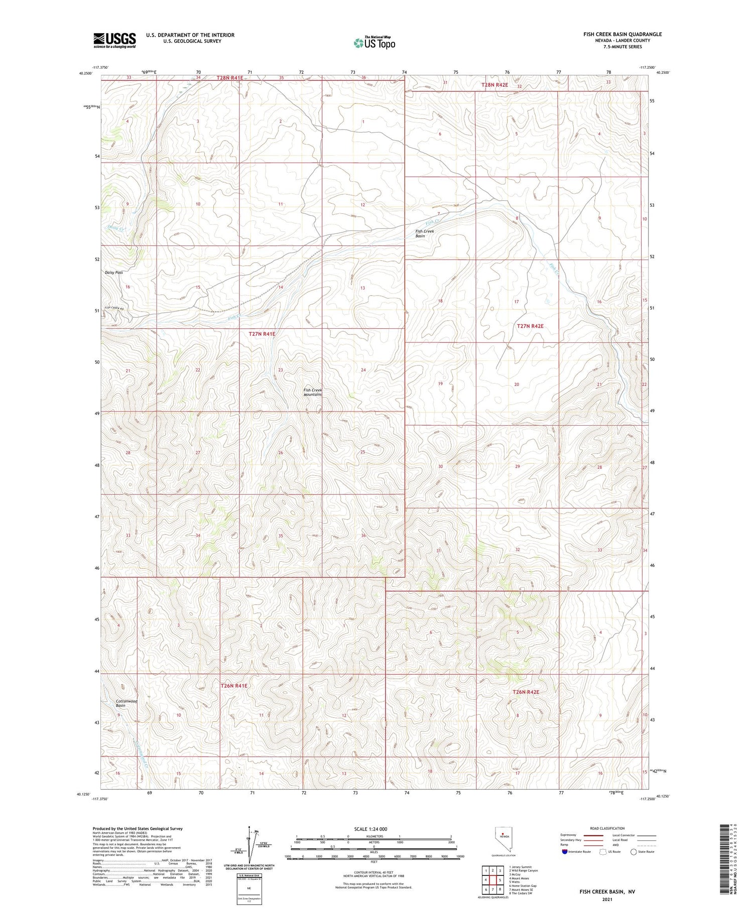 Fish Creek Basin Nevada US Topo Map Image