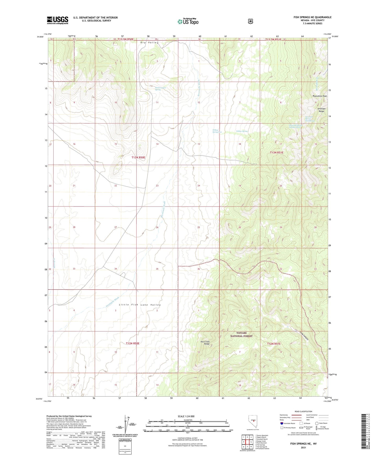 Fish Springs NE Nevada US Topo Map Image
