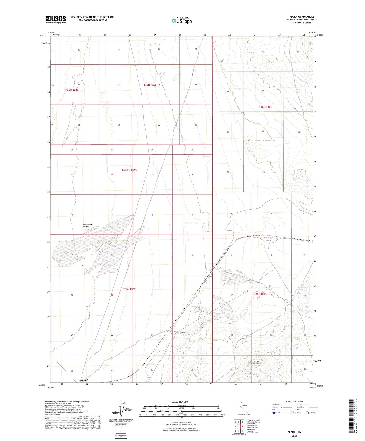 Floka Nevada US Topo Map Image