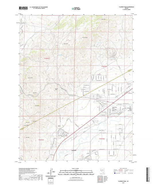 Flowery Peak Nevada US Topo Map Image
