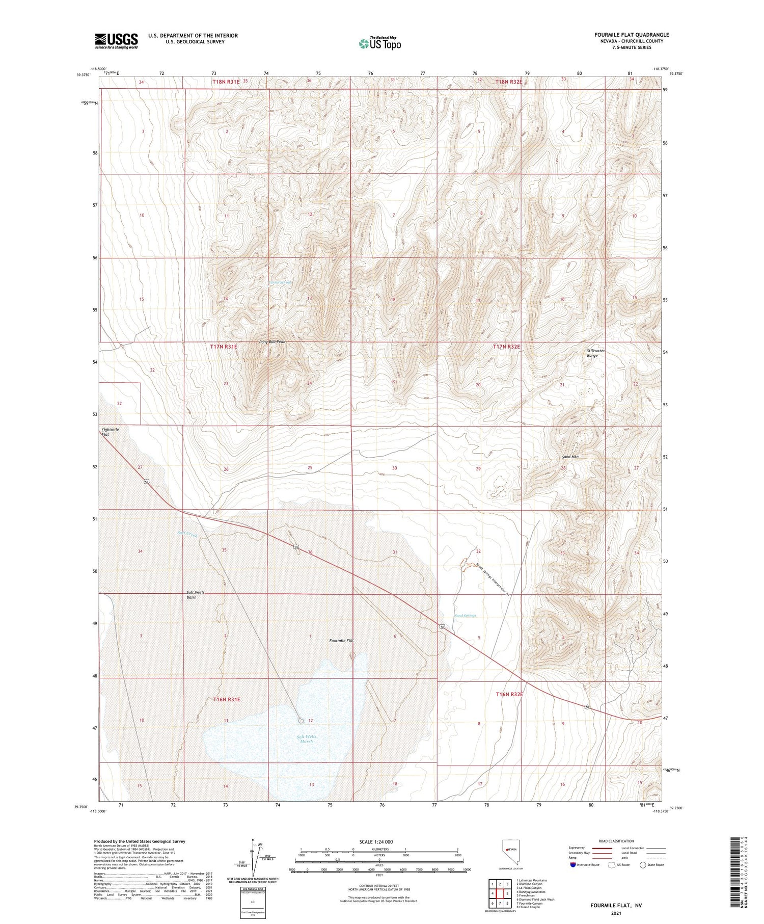 Fourmile Flat Nevada US Topo Map Image