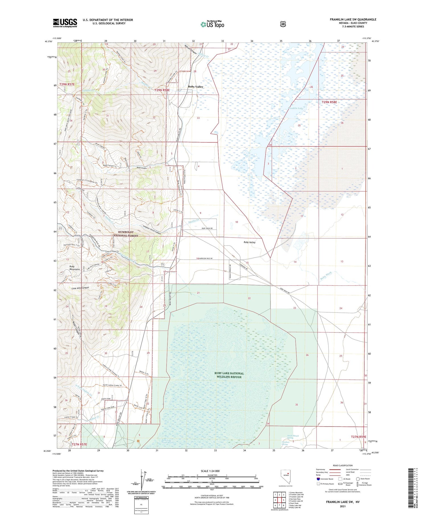 Franklin Lake SW Nevada US Topo Map Image