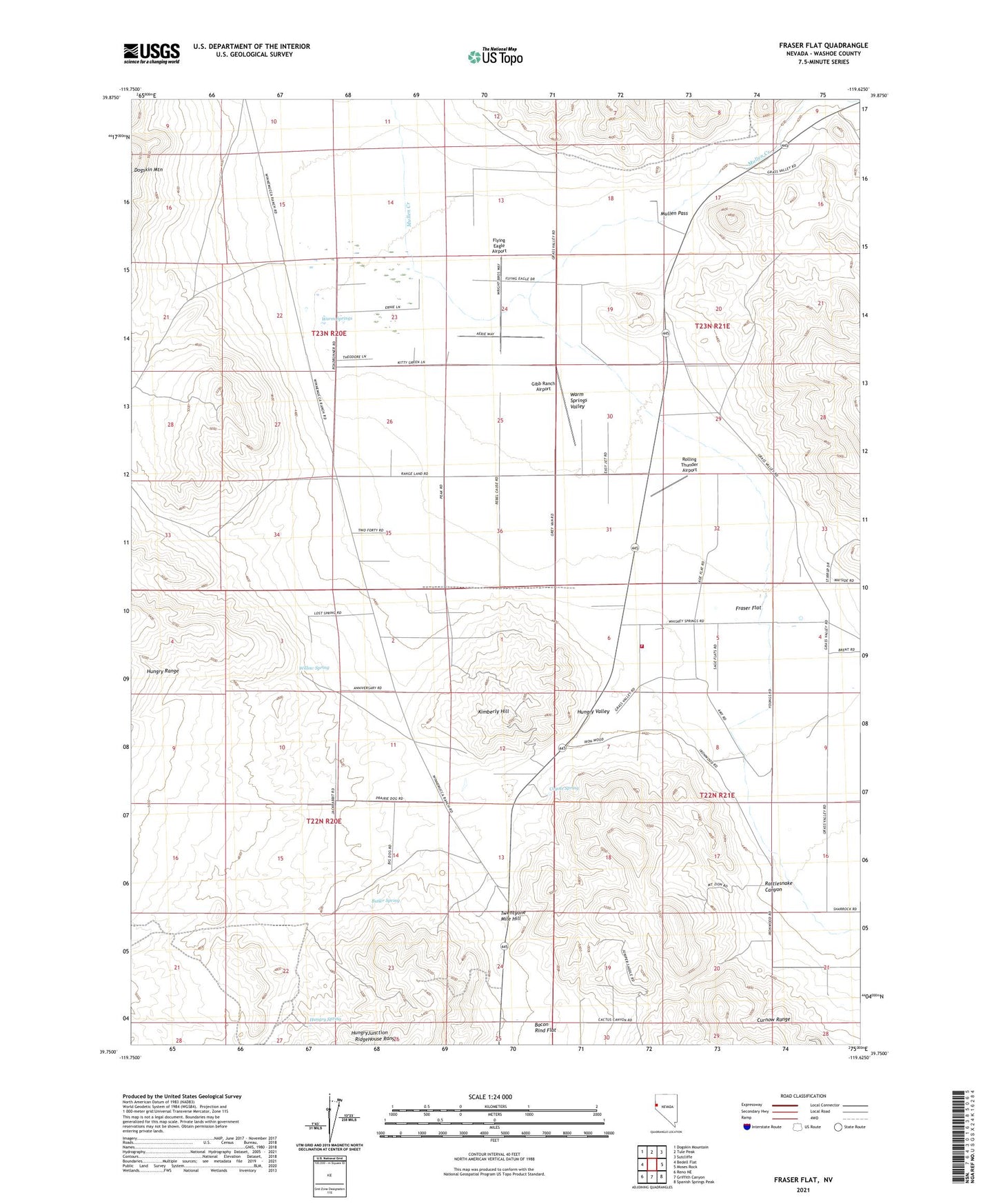 Fraser Flat Nevada US Topo Map Image