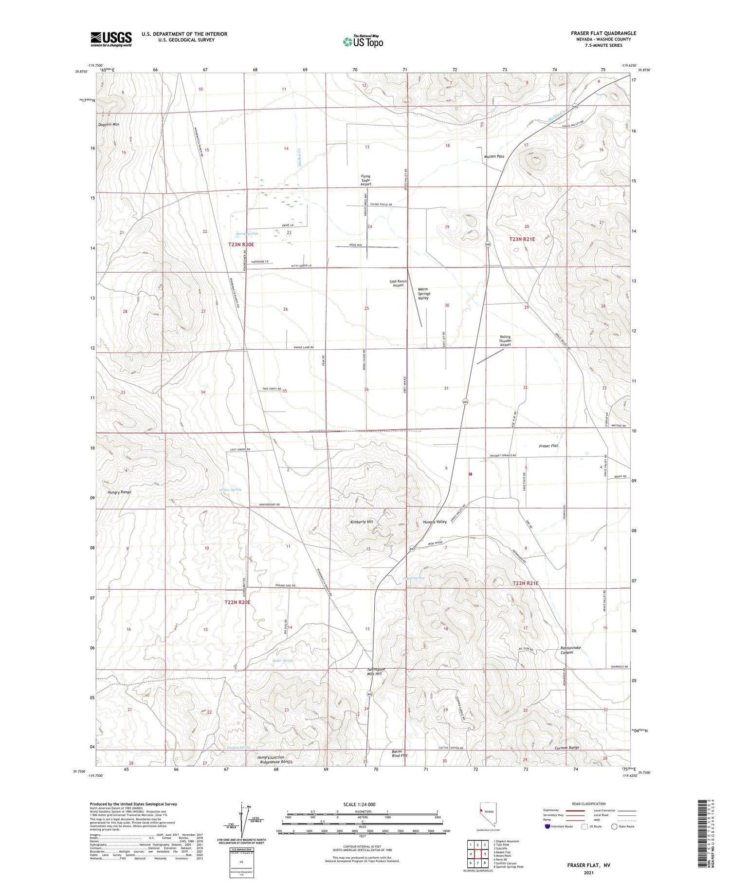 Fraser Flat Nevada US Topo Map Image