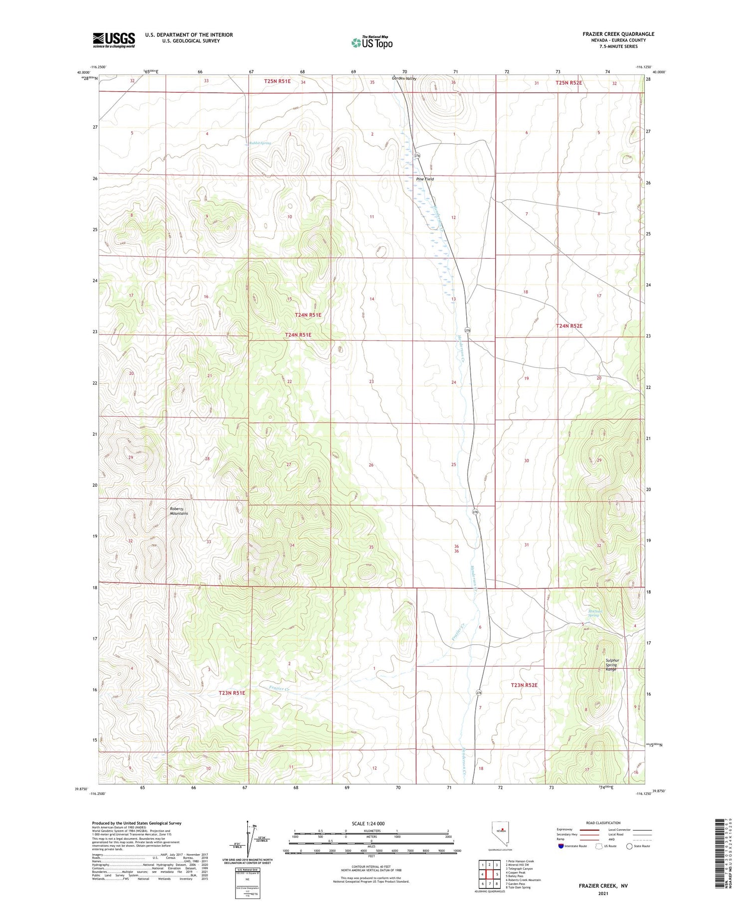 Frazier Creek Nevada US Topo Map Image