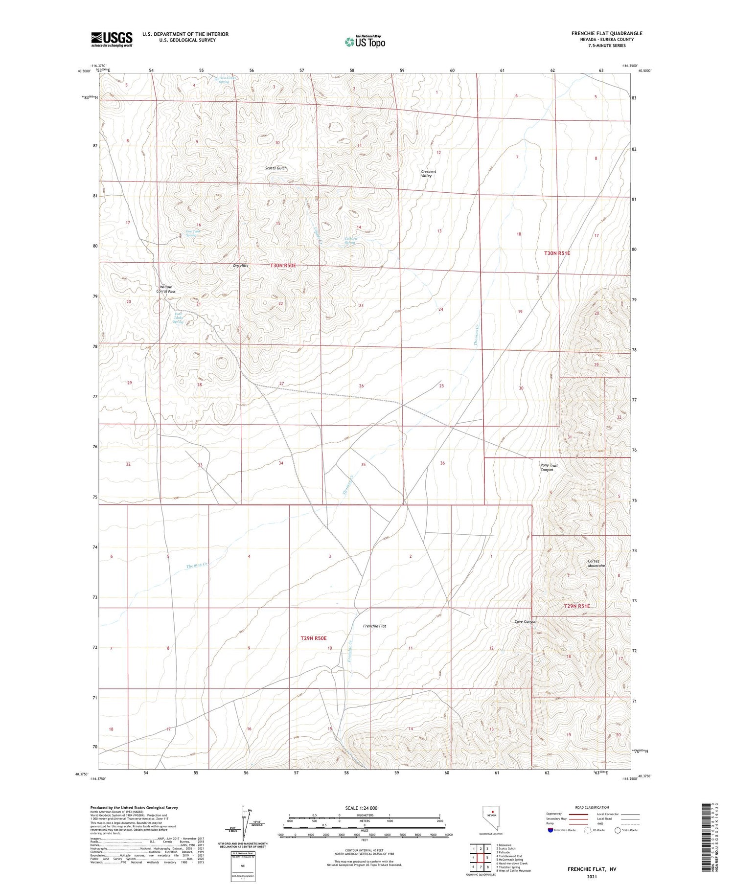Frenchie Flat Nevada US Topo Map Image