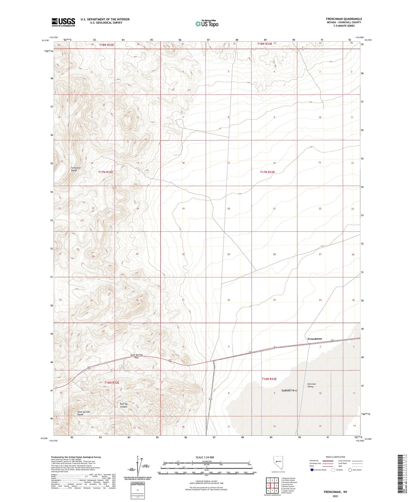 Frenchman Nevada US Topo Map Image