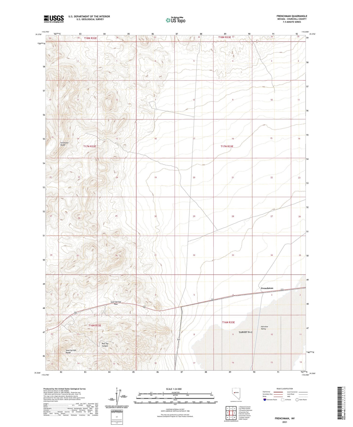 Frenchman Nevada US Topo Map Image