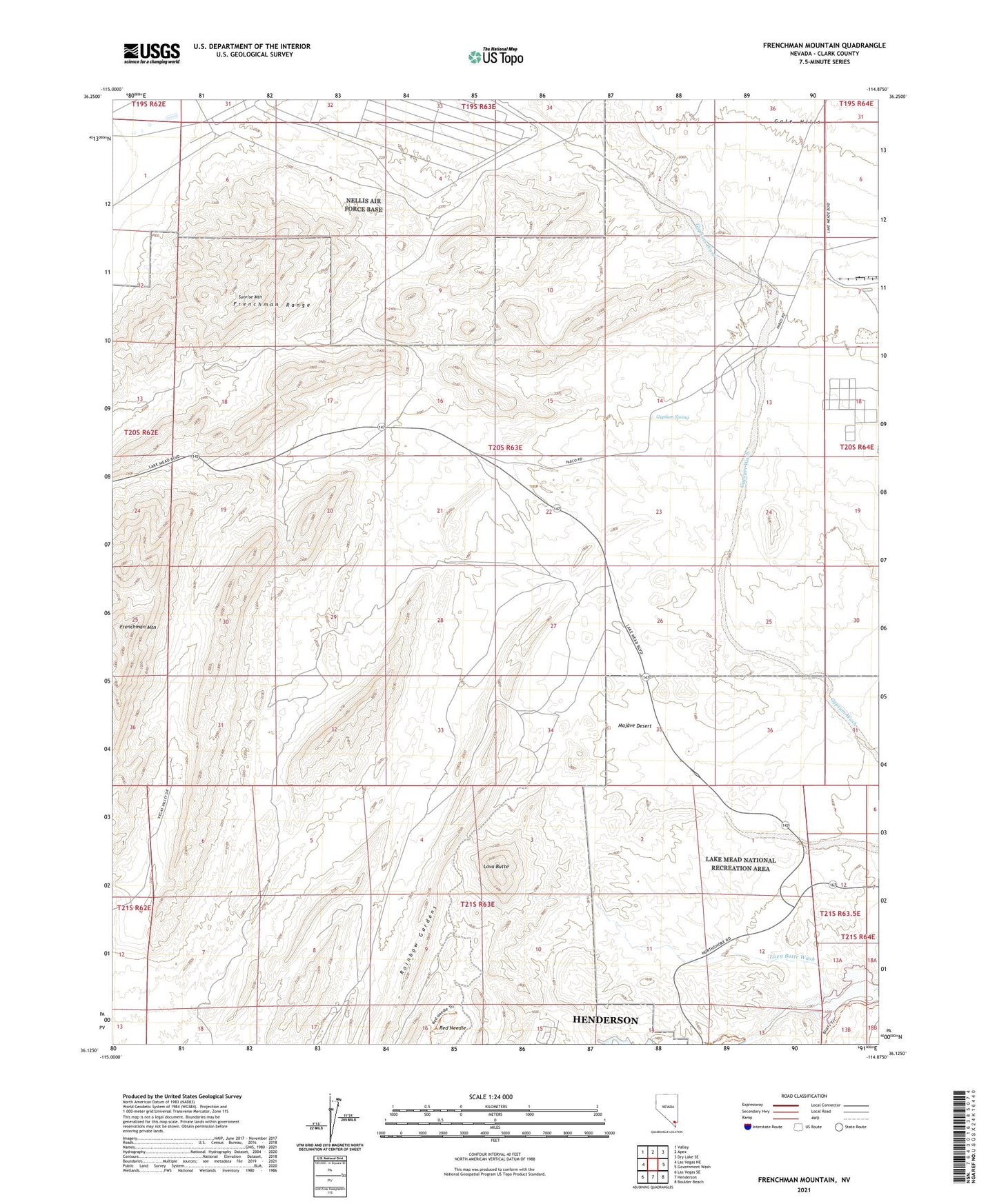Frenchman Mountain Nevada US Topo Map Image