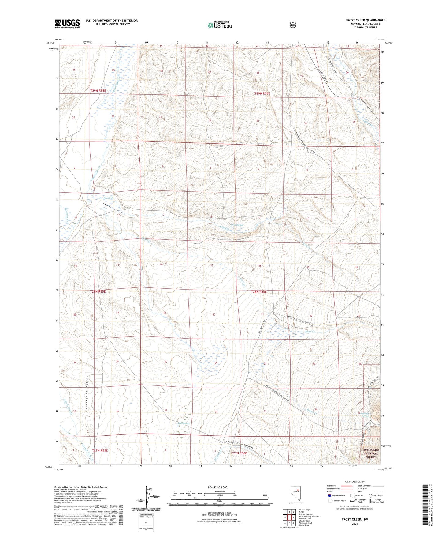 Frost Creek Nevada US Topo Map Image