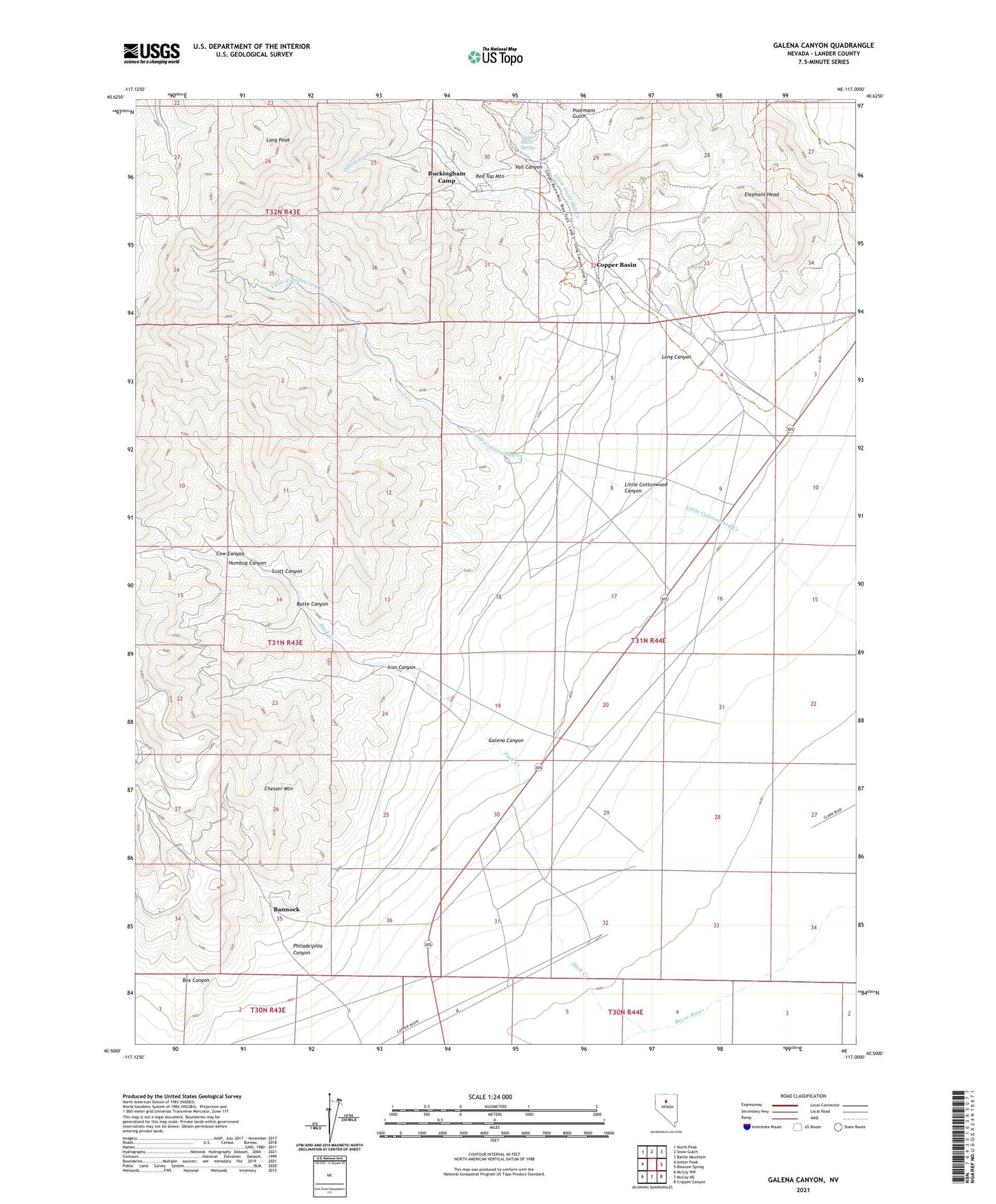 Galena Canyon Nevada US Topo Map Image