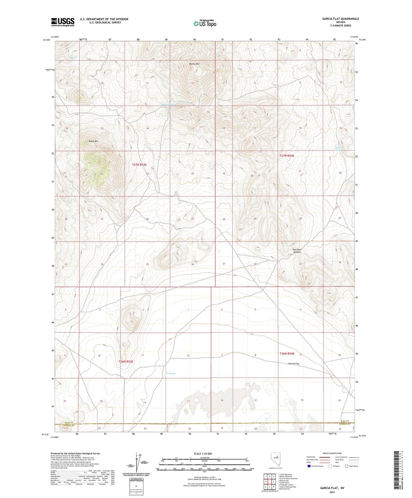 Garcia Flat Nevada US Topo Map Image