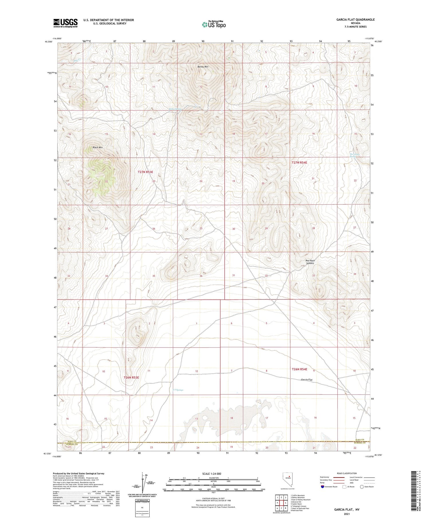 Garcia Flat Nevada US Topo Map Image