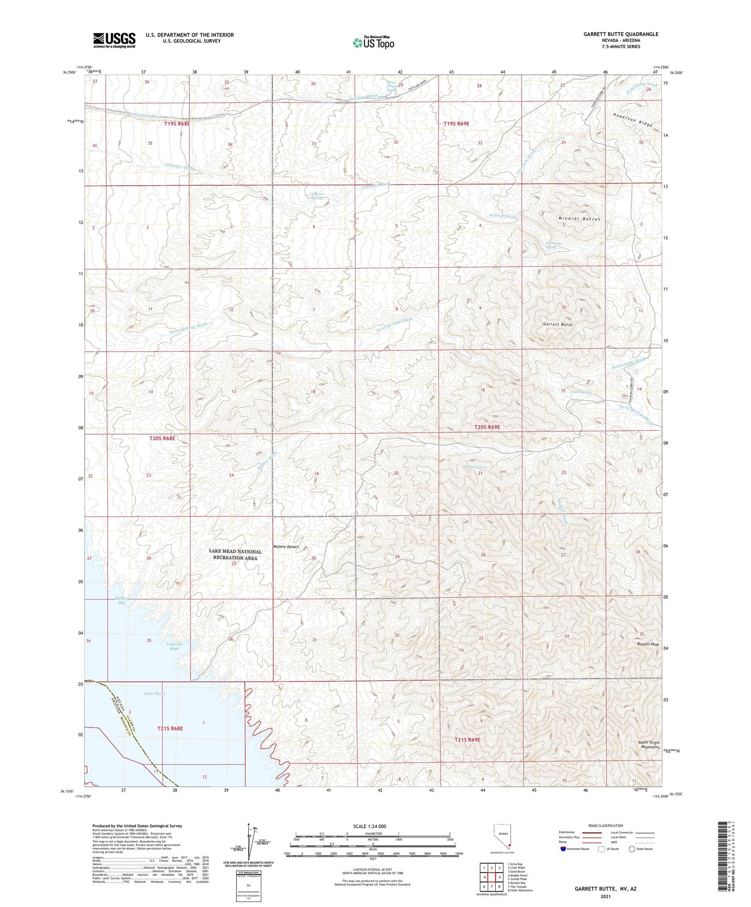 Garrett Butte Nevada US Topo Map Image