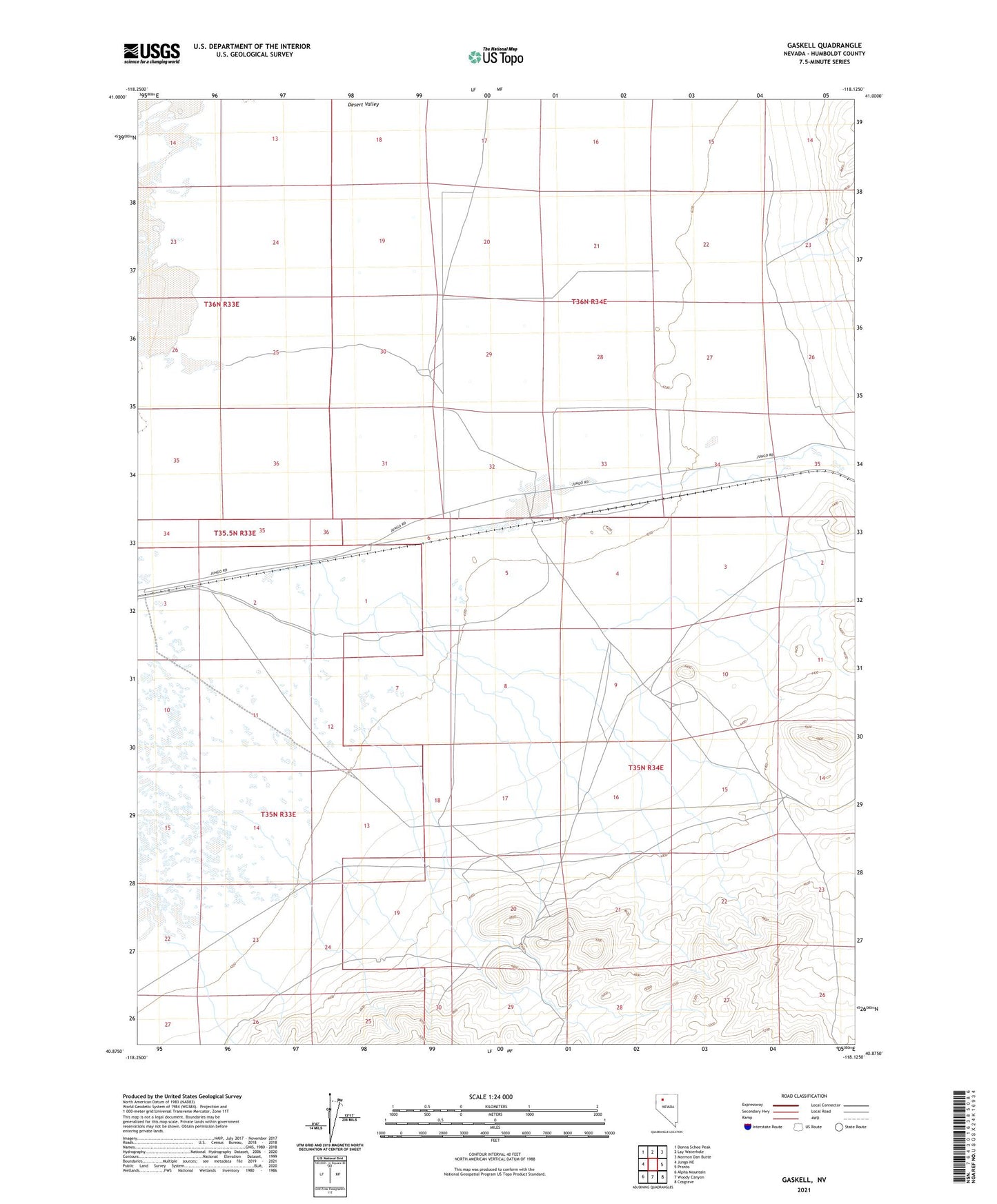 Gaskell Nevada US Topo Map Image