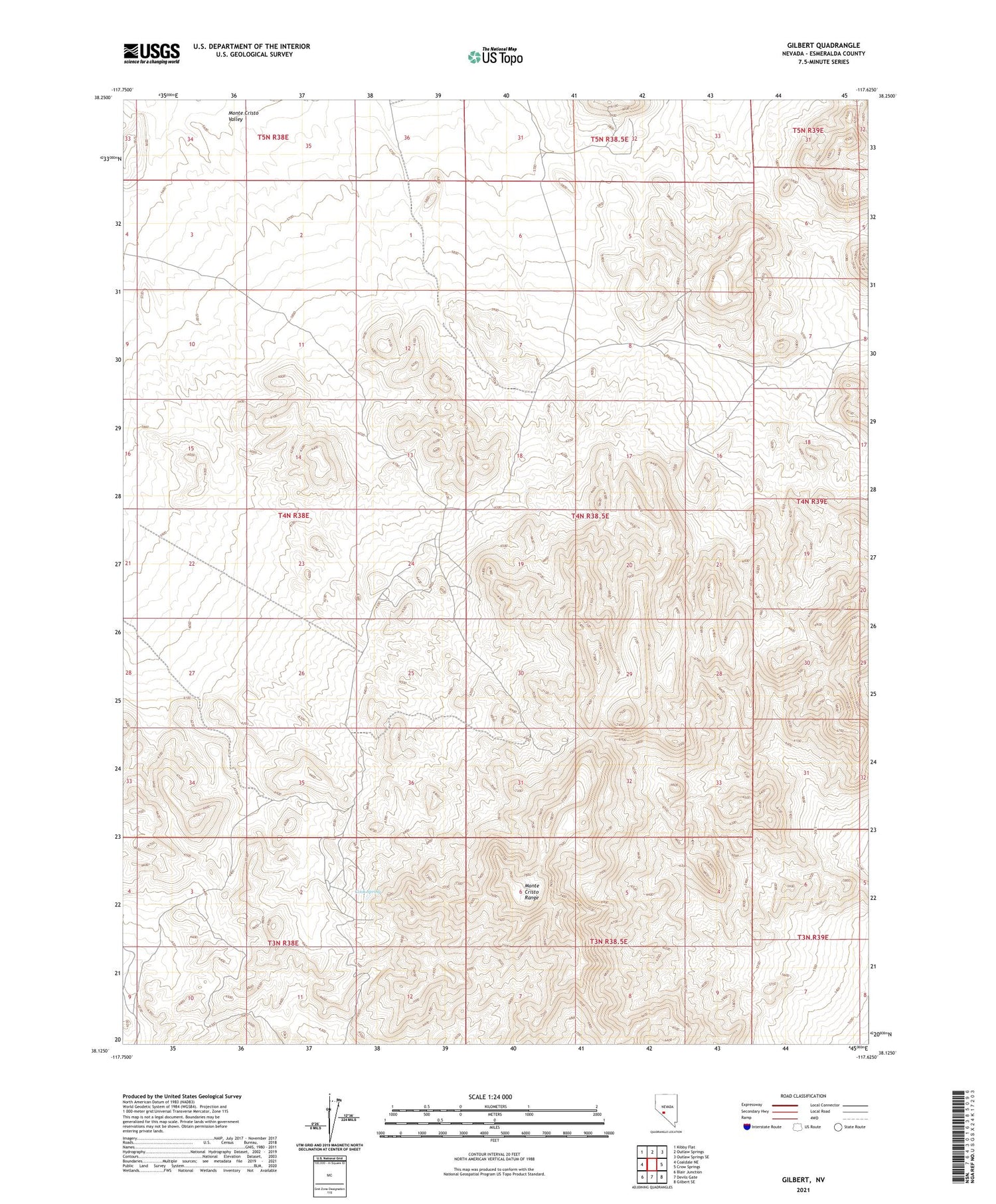 Gilbert Nevada US Topo Map Image