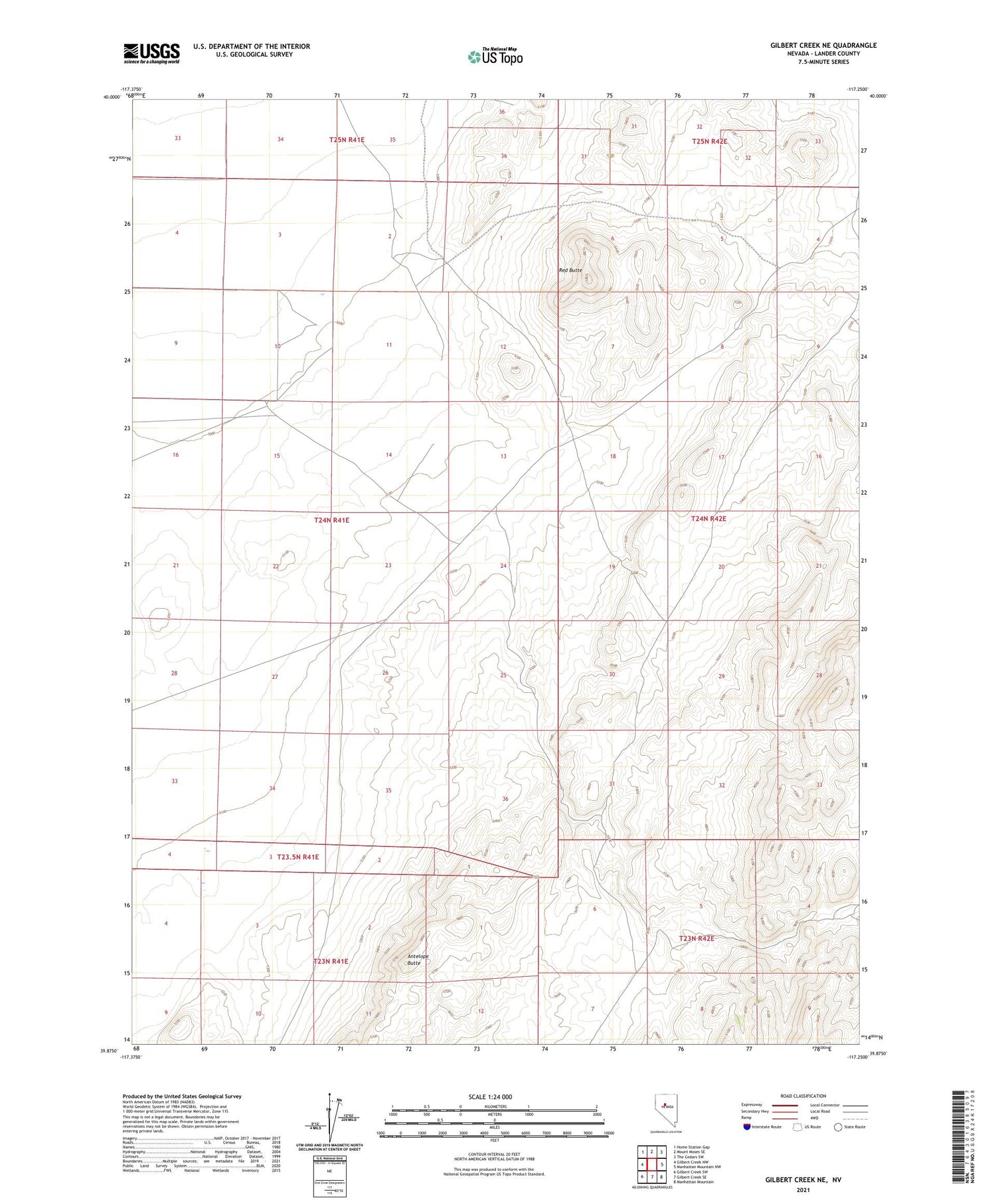 Gilbert Creek NE Nevada US Topo Map Image