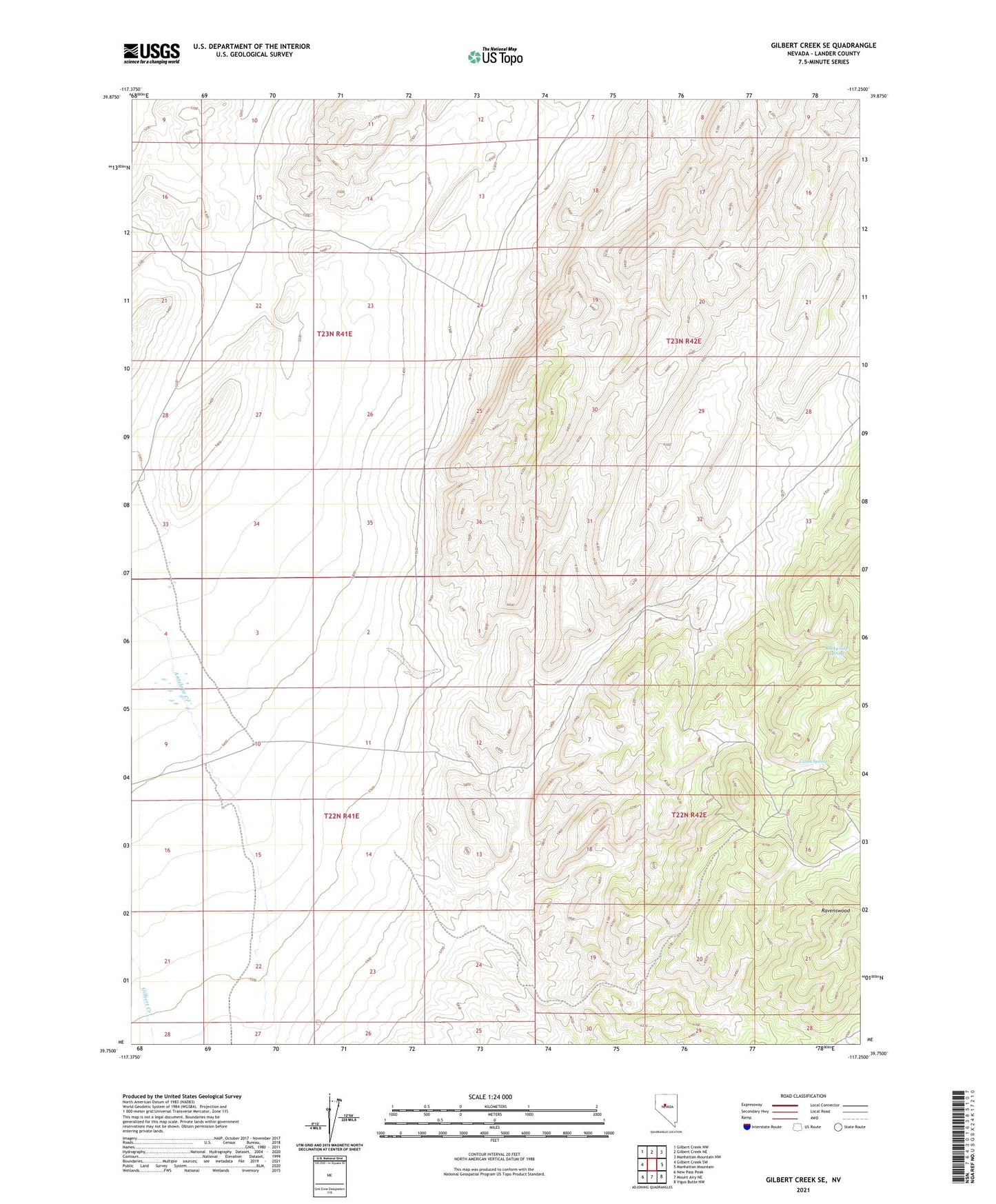 Gilbert Creek SE Nevada US Topo Map Image