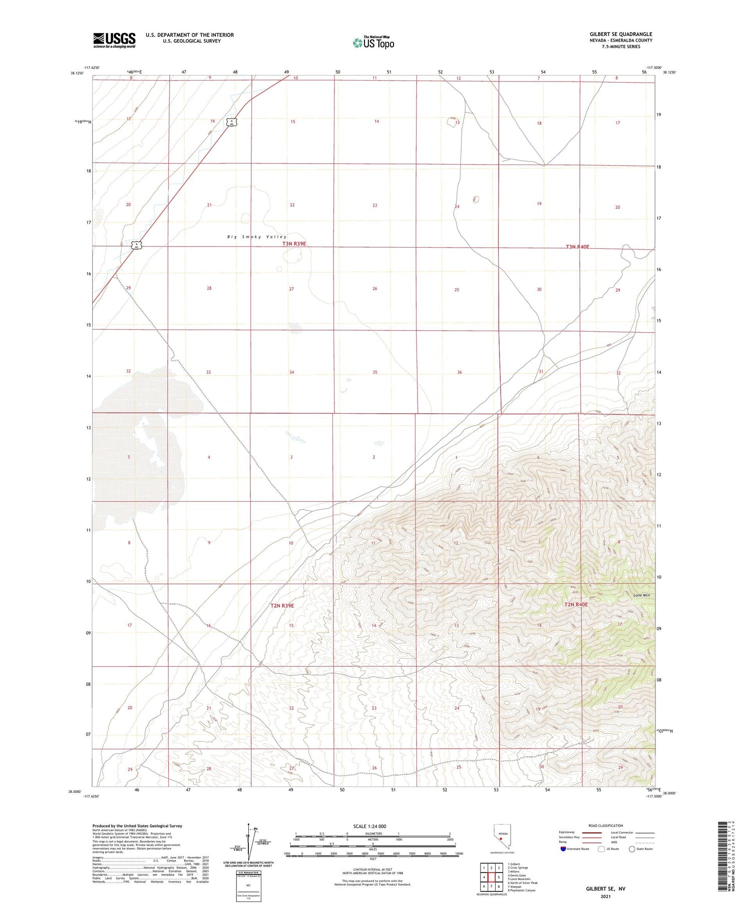 Gilbert SE Nevada US Topo Map Image