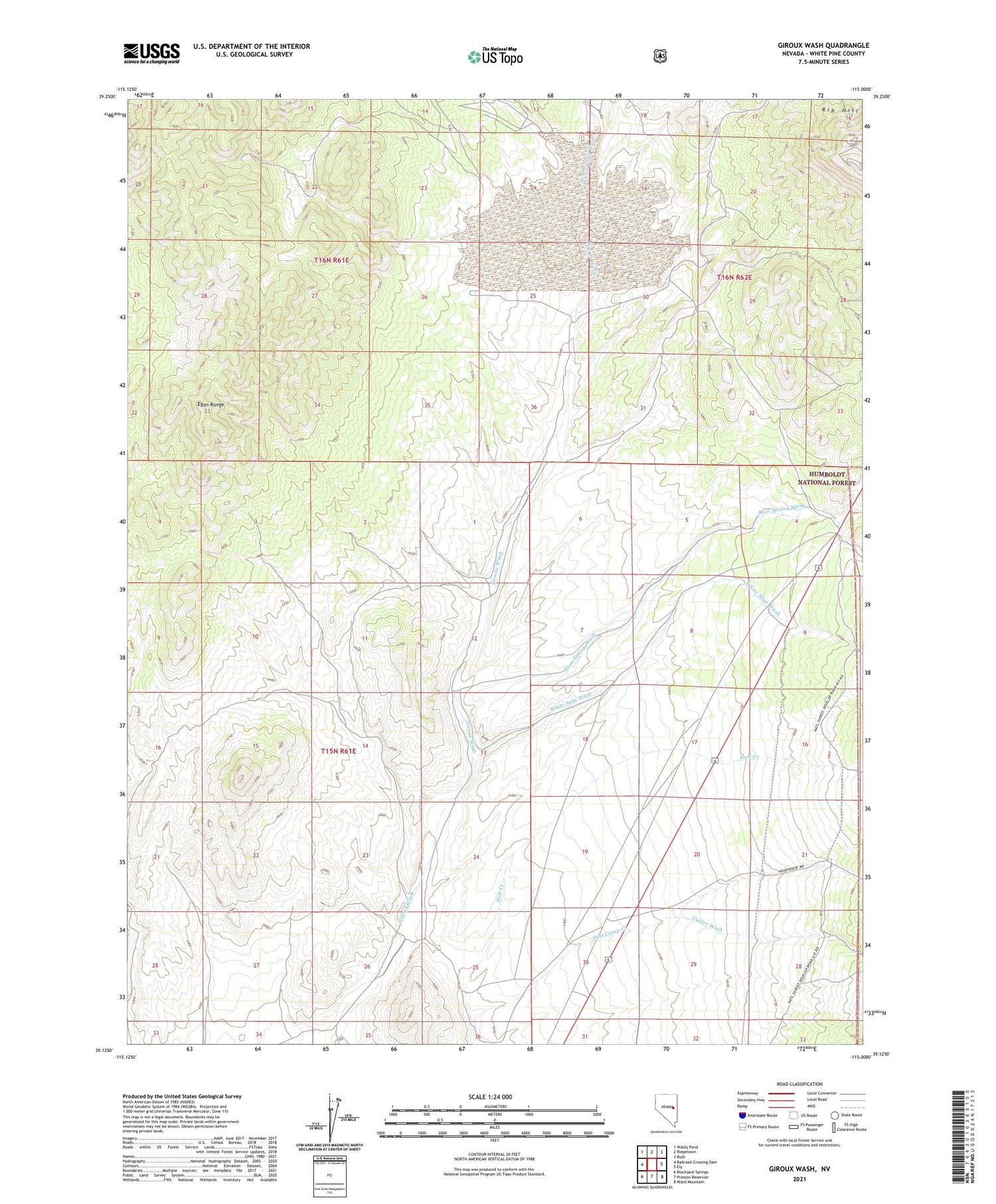 Giroux Wash Nevada US Topo Map Image