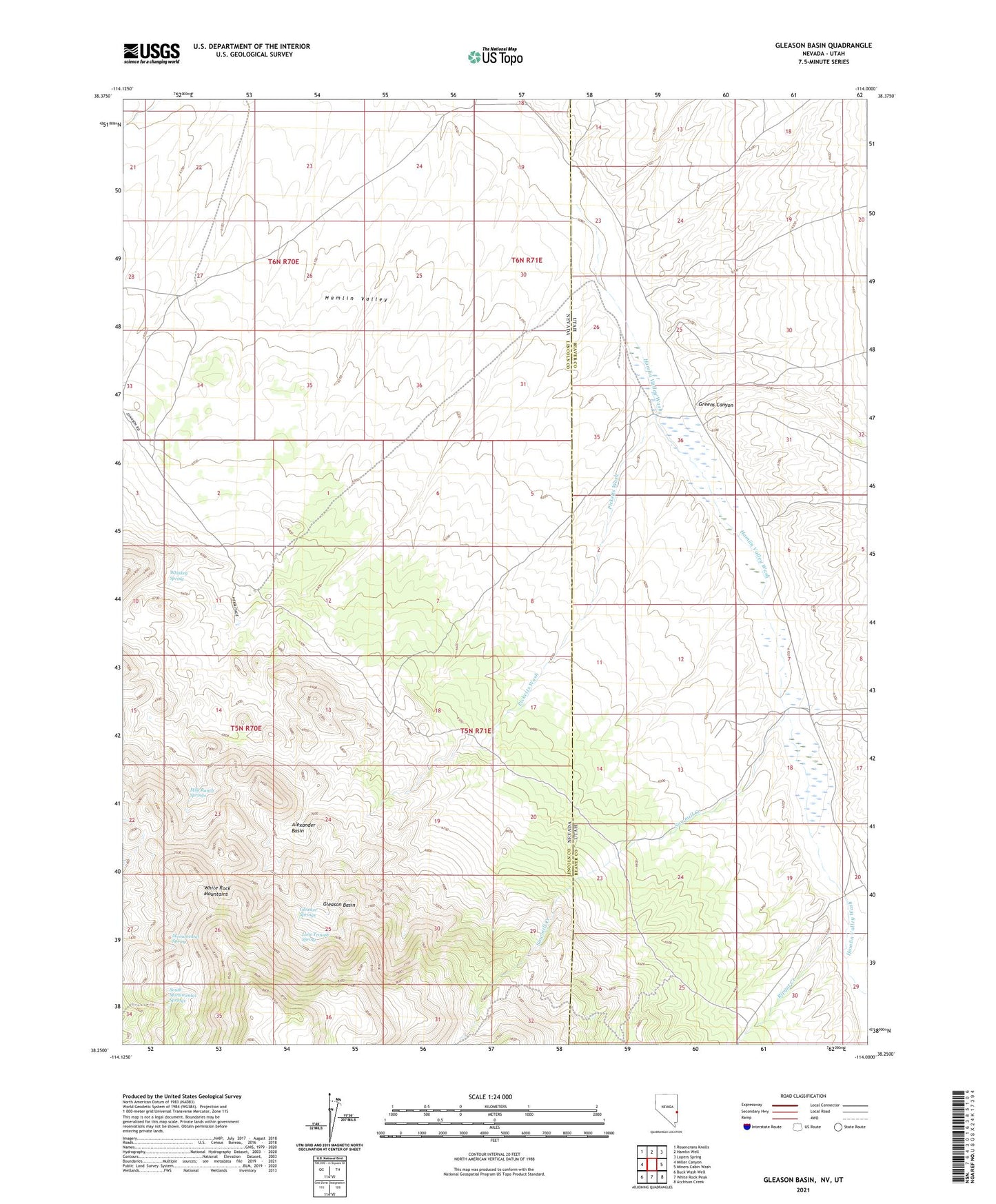 Gleason Basin Nevada US Topo Map Image