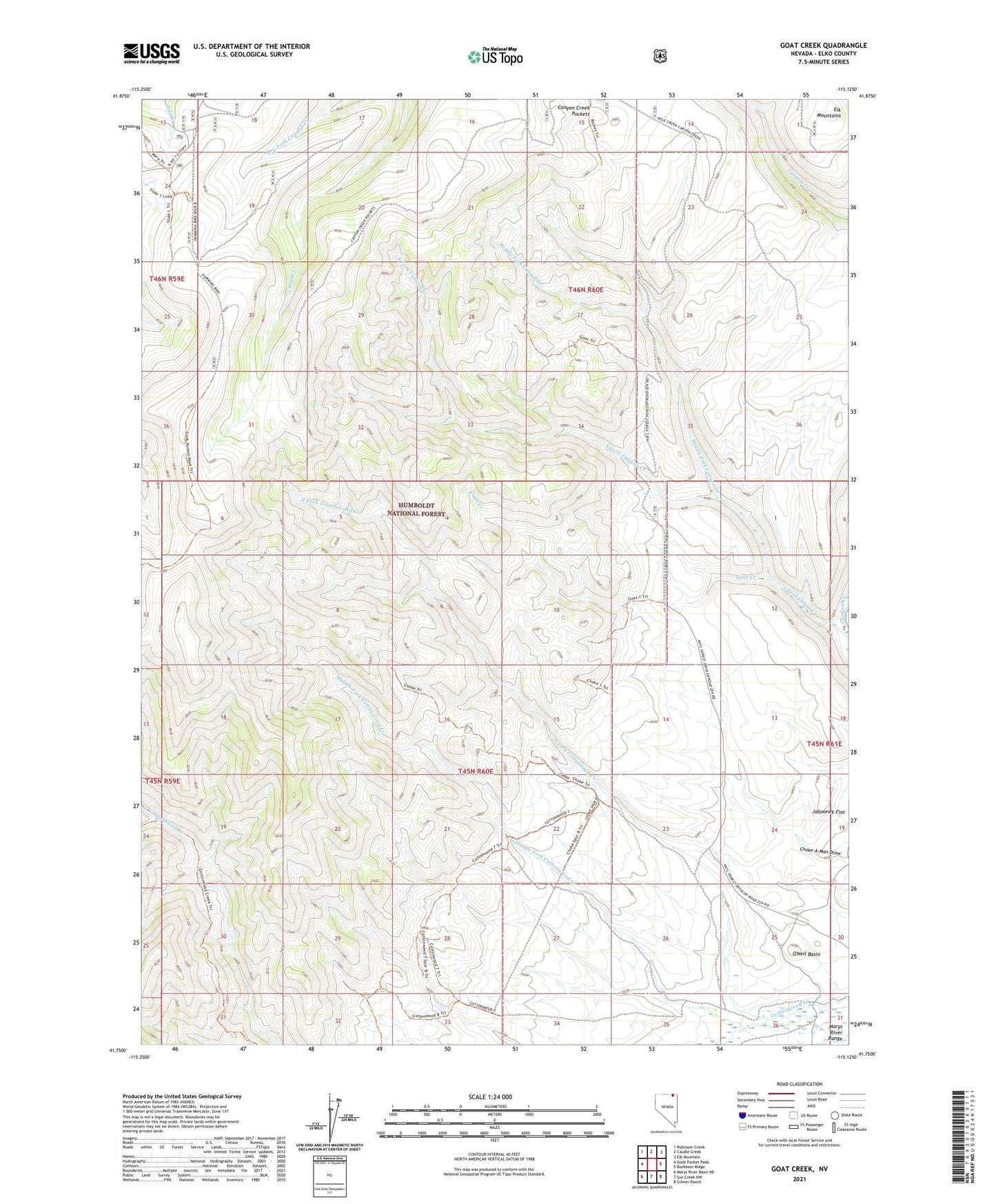 Goat Creek Nevada US Topo Map Image