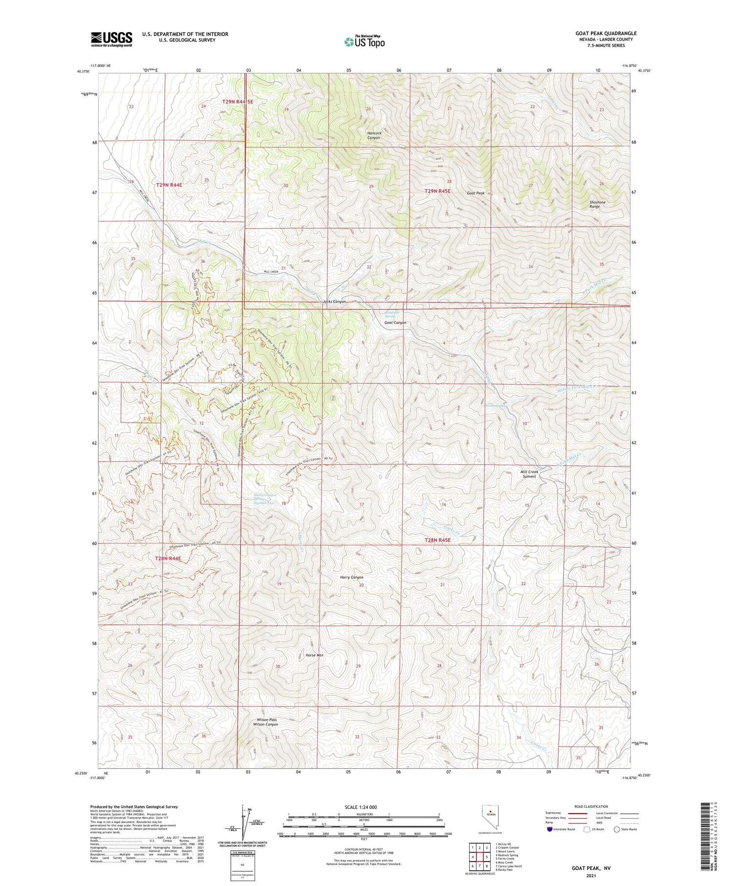 Goat Peak Nevada US Topo Map Image
