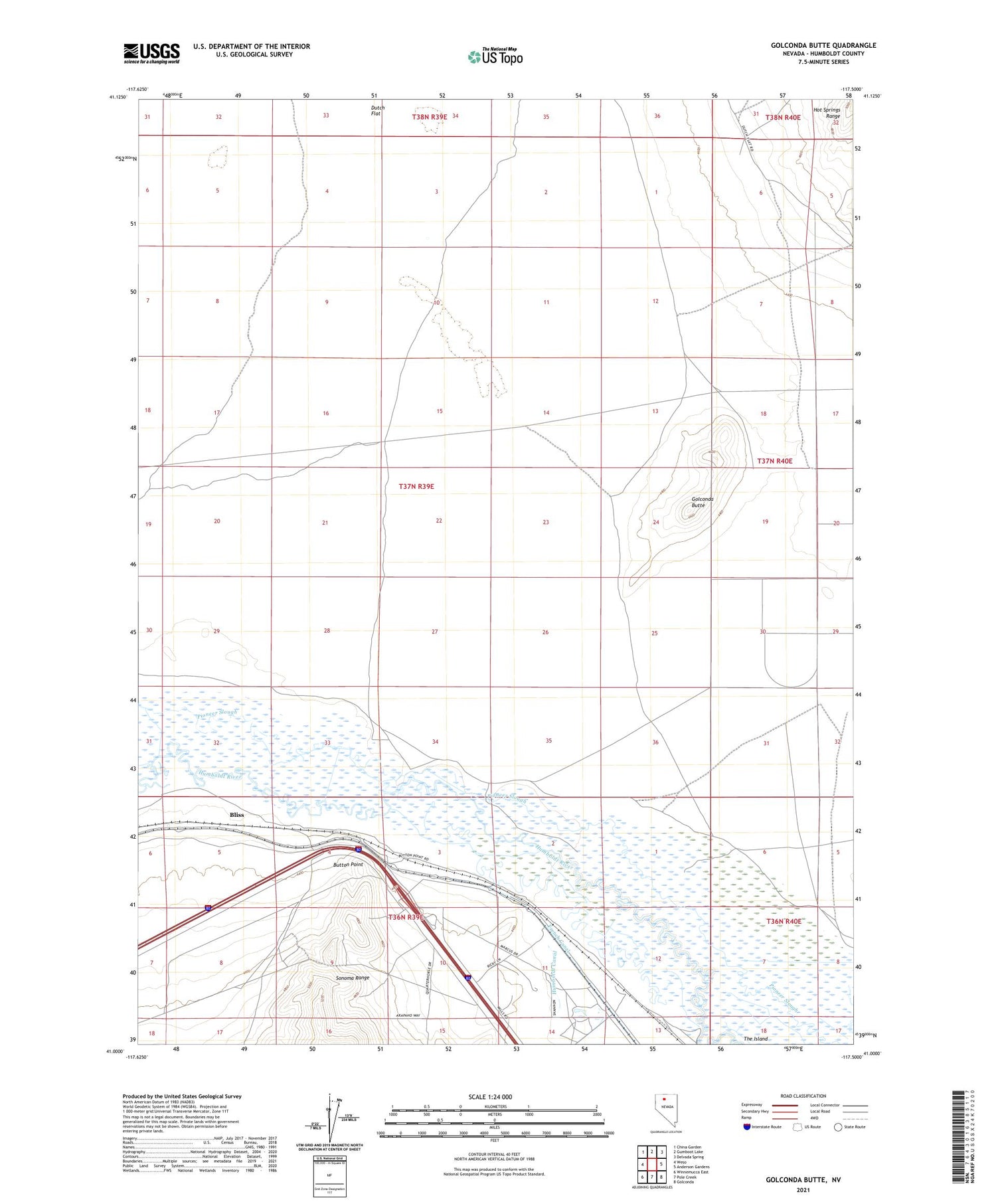 Golconda Butte Nevada US Topo Map Image