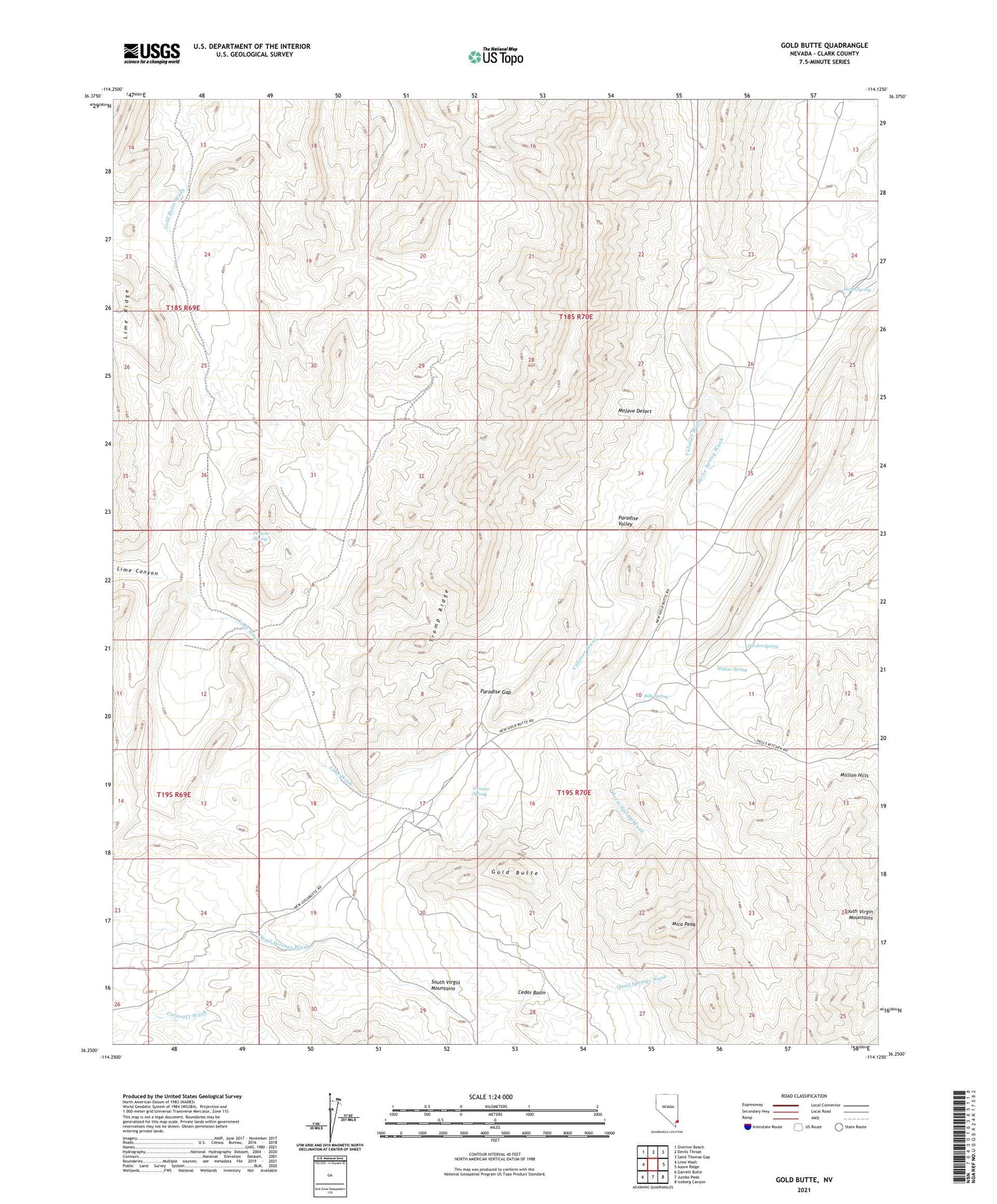 Gold Butte Nevada US Topo Map Image
