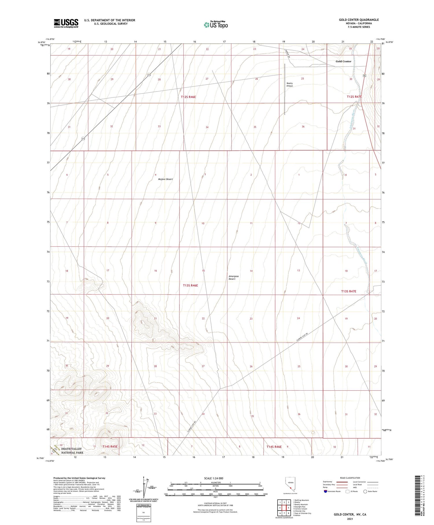 Gold Center Nevada US Topo Map Image