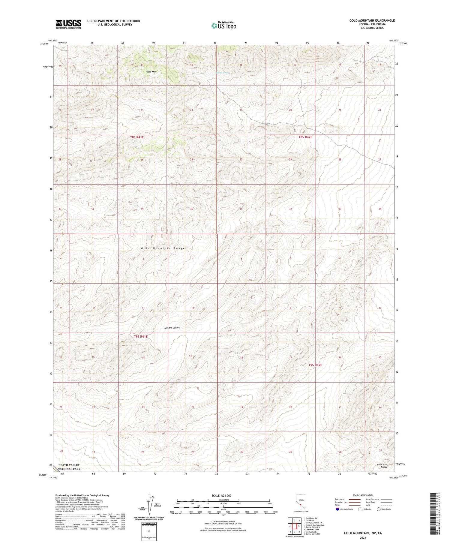 Gold Mountain Nevada US Topo Map Image