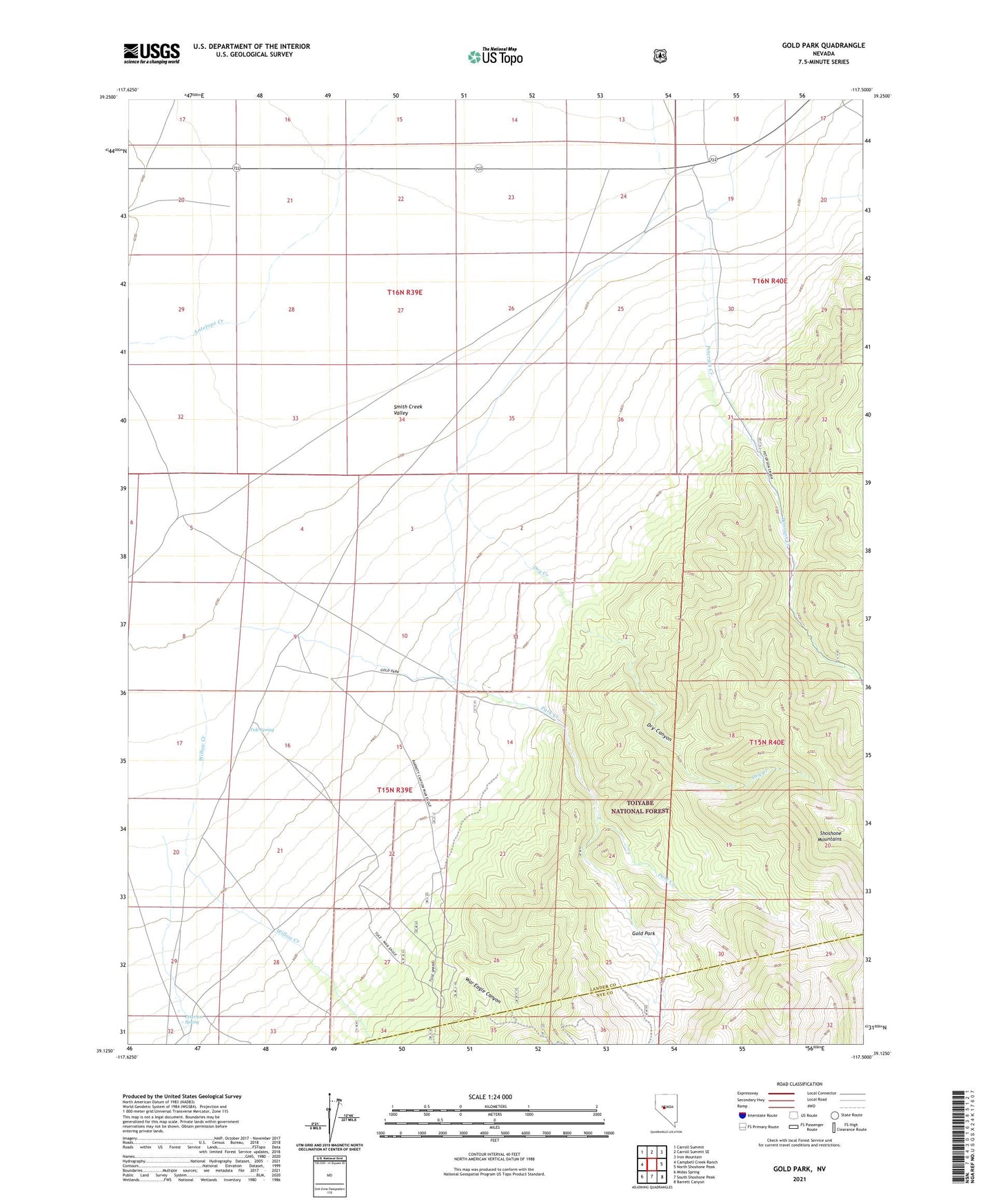 Gold Park Nevada US Topo Map Image