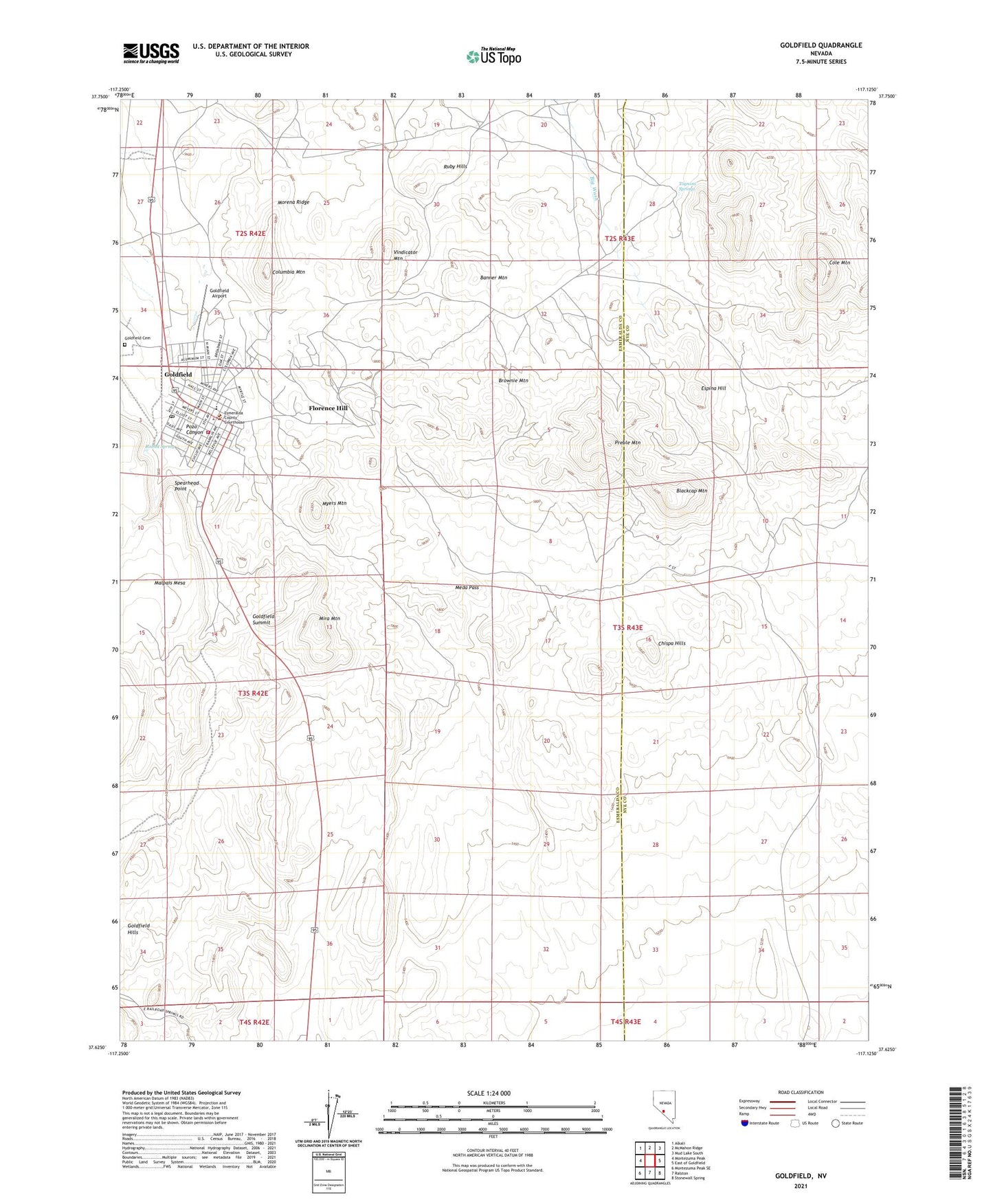 Goldfield Nevada US Topo Map Image