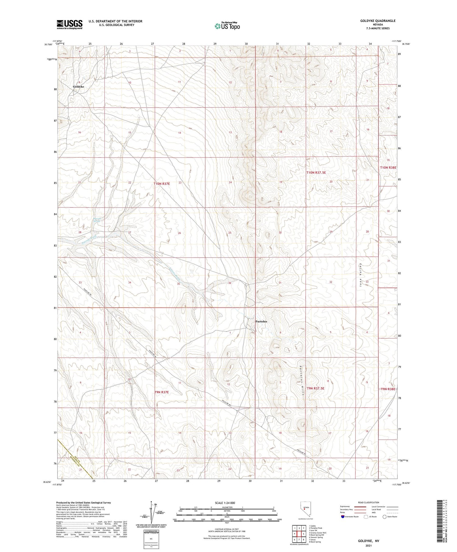 Goldyke Nevada US Topo Map Image