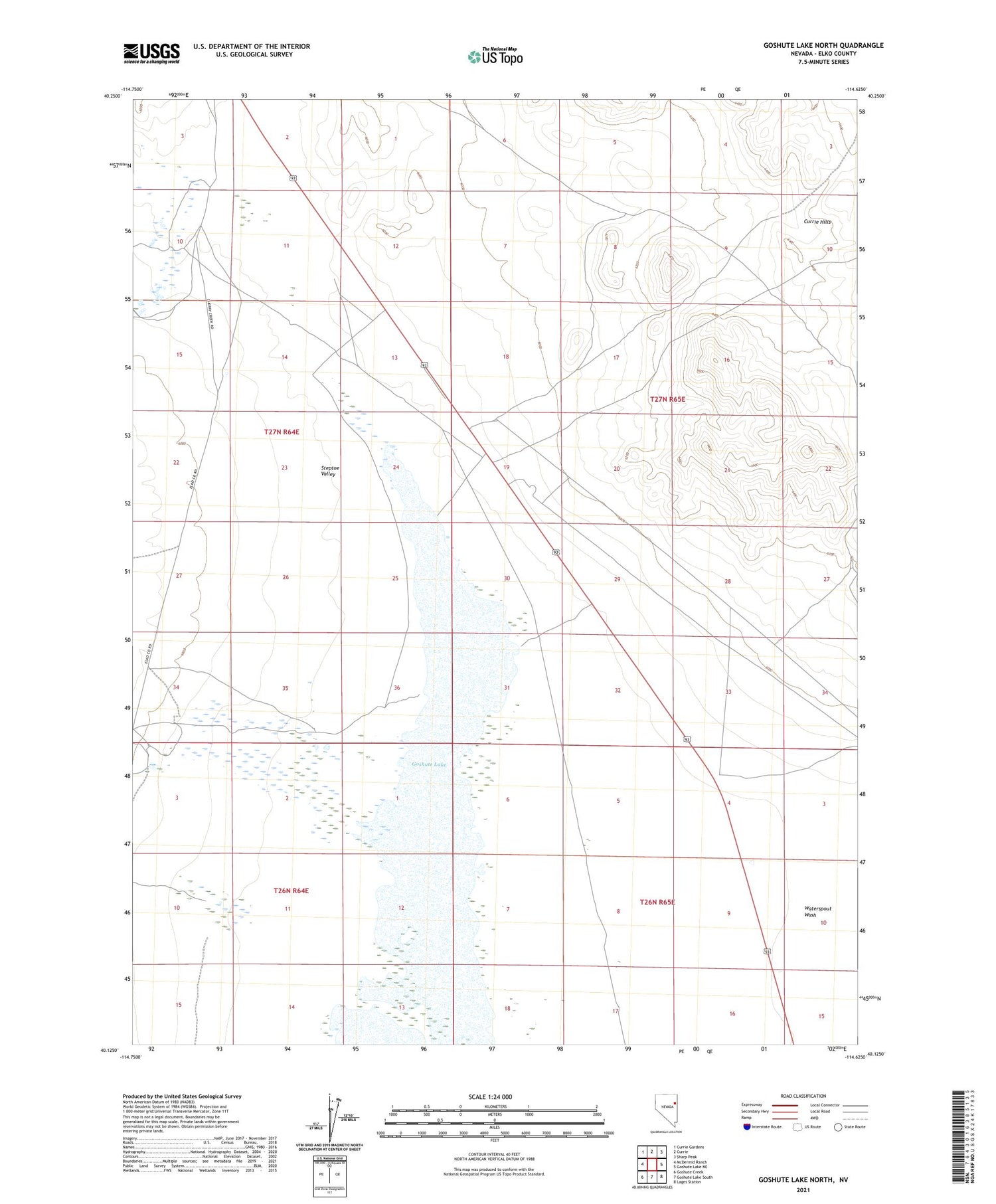 Goshute Lake North Nevada US Topo Map Image
