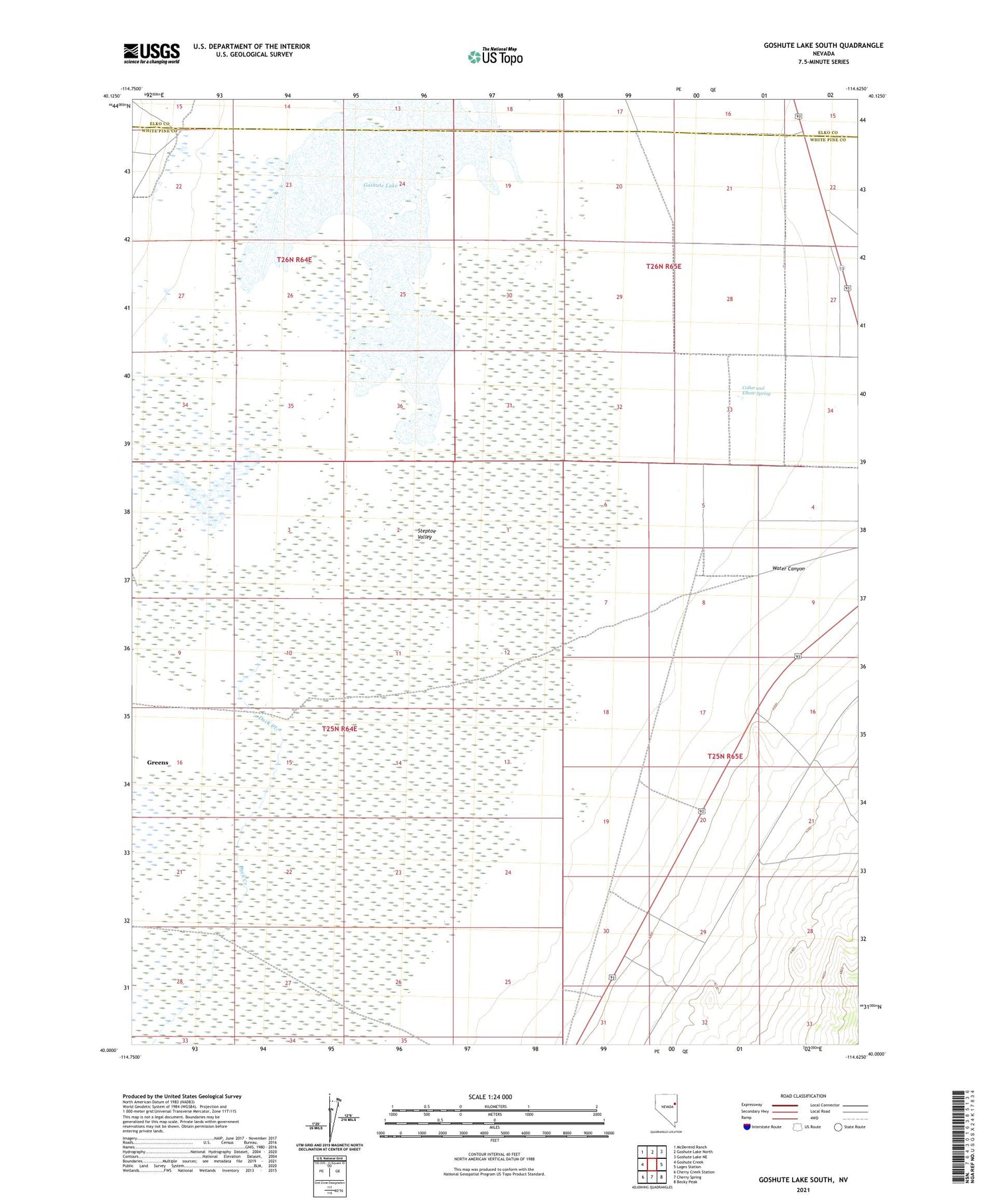 Goshute Lake South Nevada US Topo Map Image