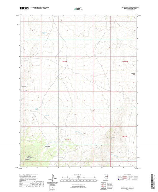 Government Peak Nevada US Topo Map Image