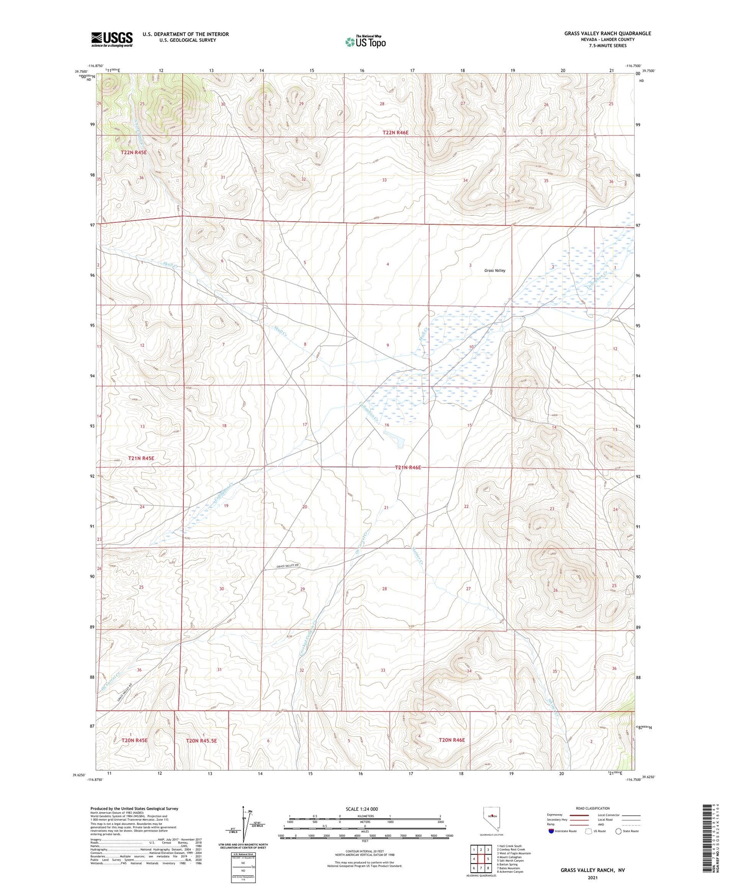 Grass Valley Ranch Nevada US Topo Map Image