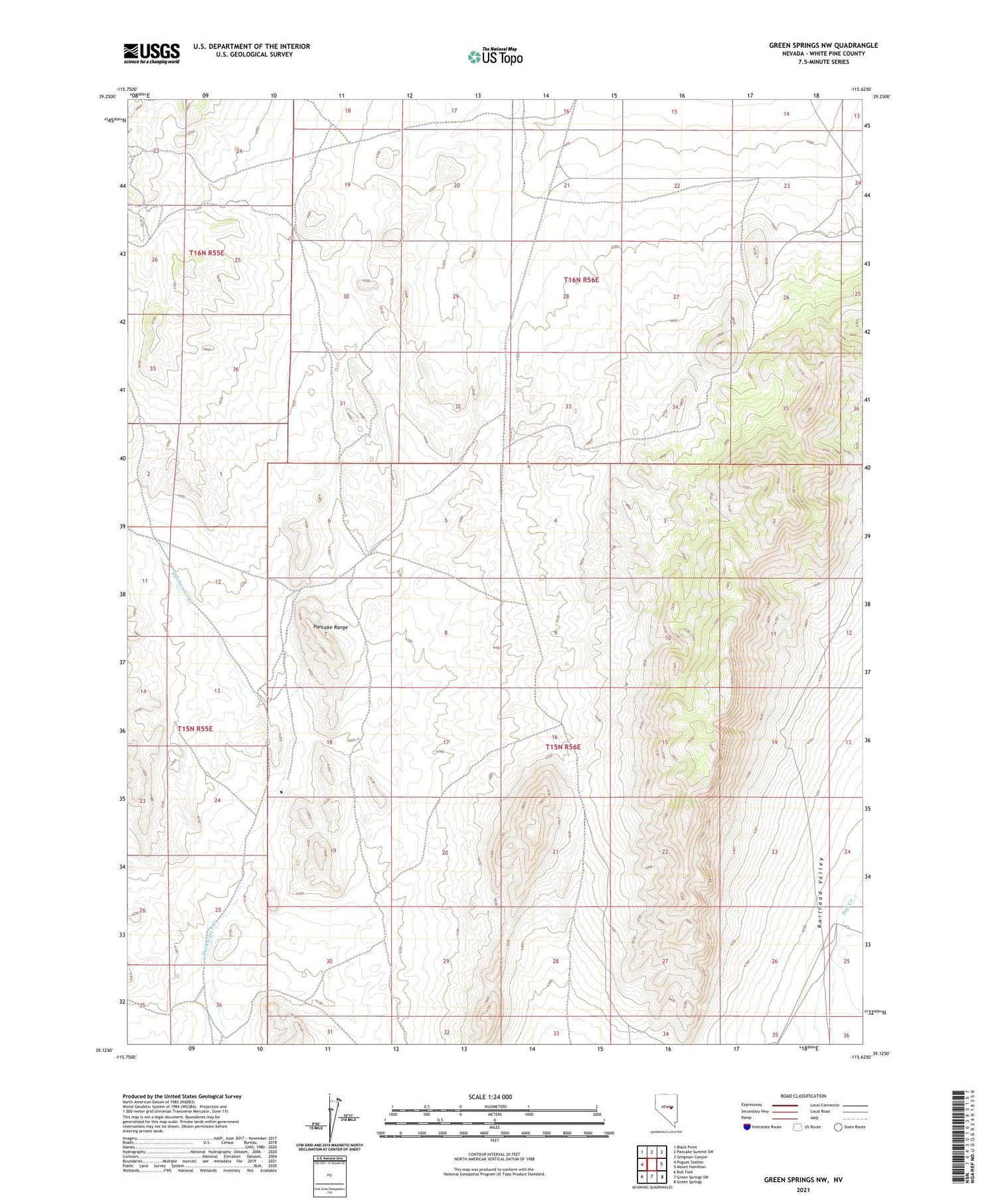 Green Springs NW Nevada US Topo Map Image
