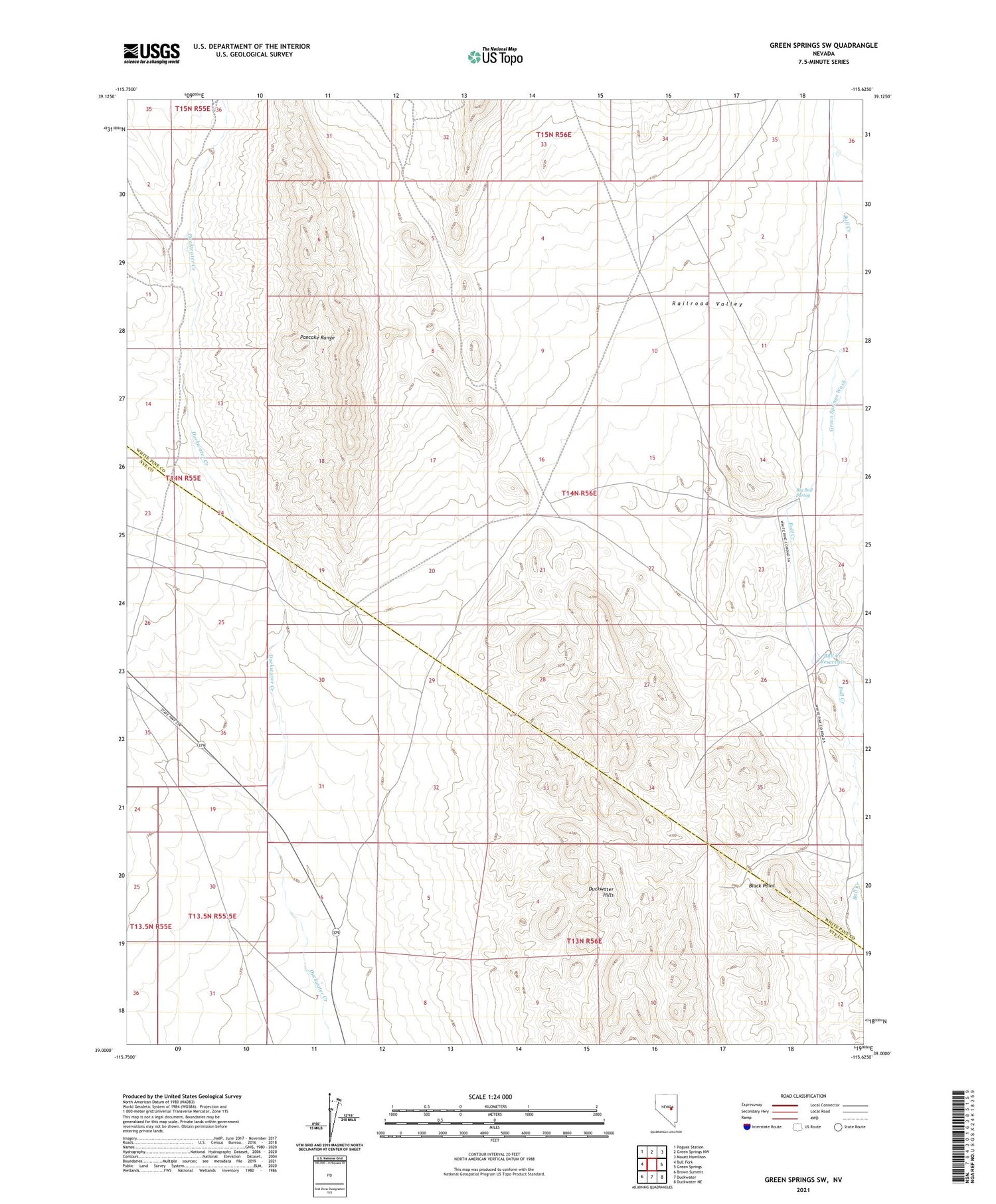 Green Springs SW Nevada US Topo Map Image