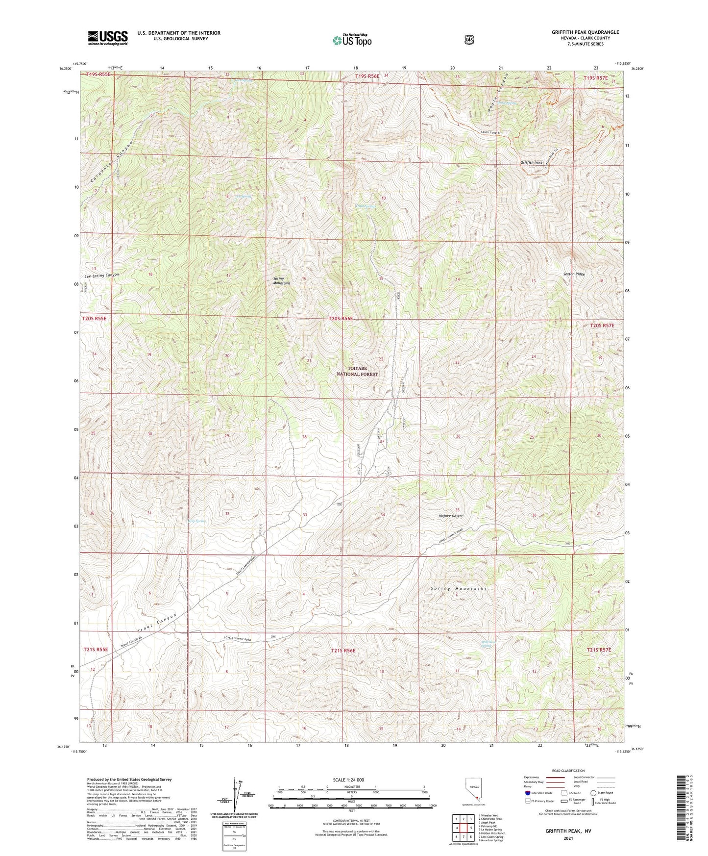 Griffith Peak Nevada US Topo Map Image