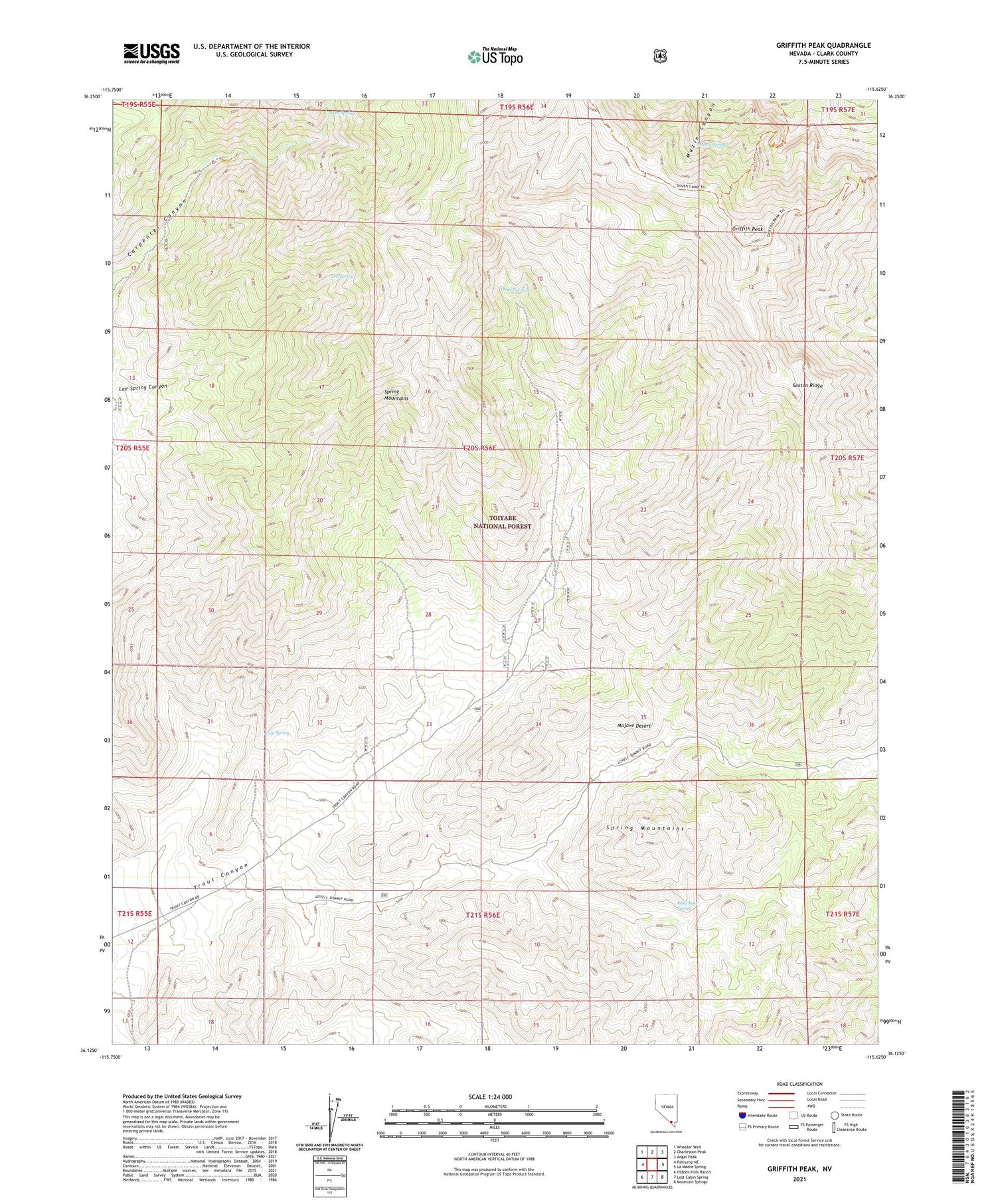 Griffith Peak Nevada US Topo Map Image