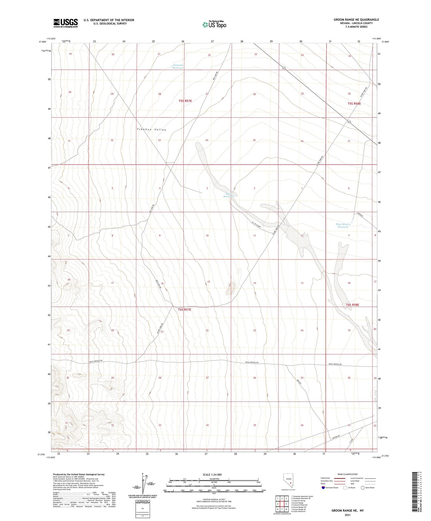 Groom Range NE Nevada US Topo Map Image